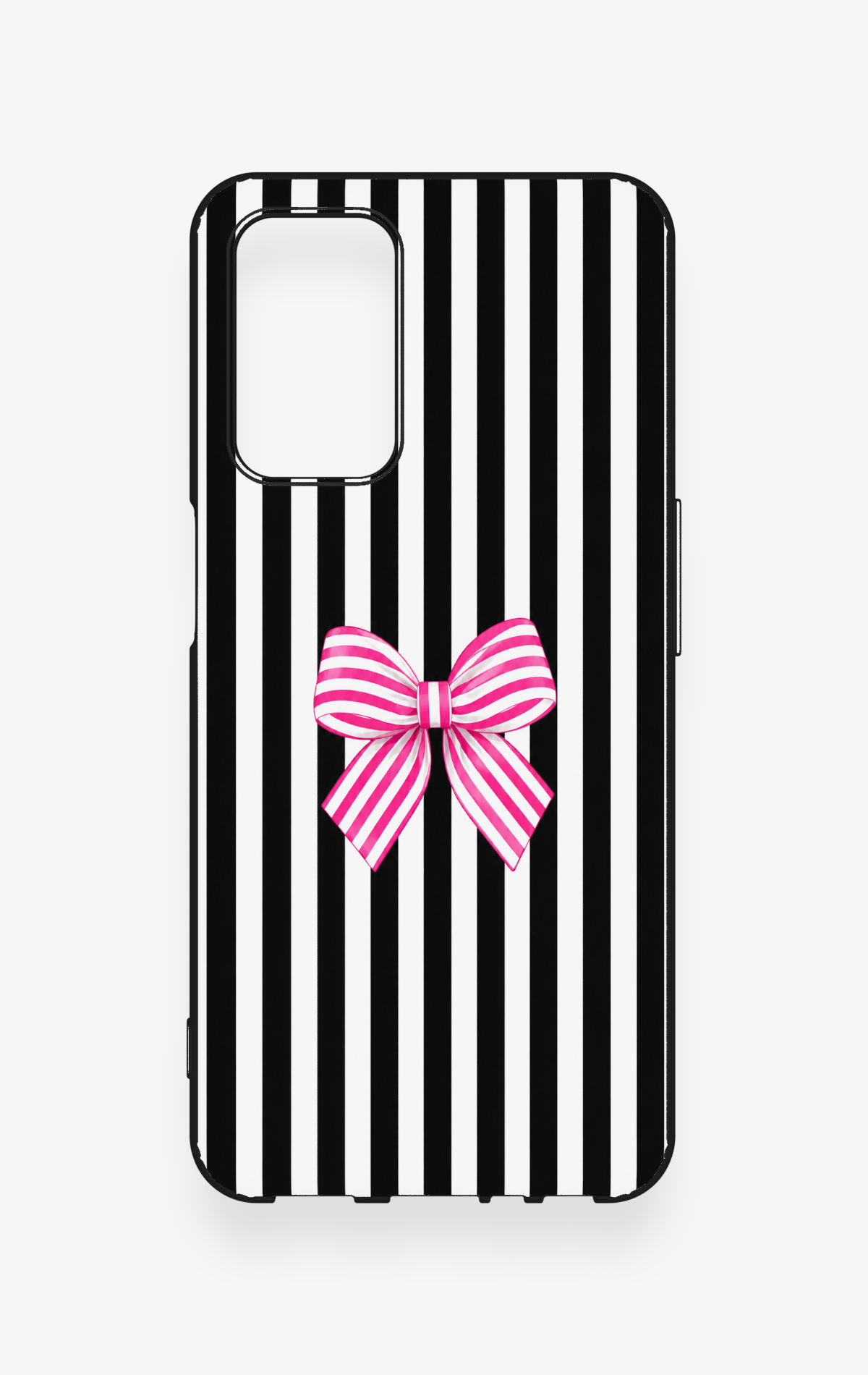 Oppo A55 Uyumlu Pembe Beyaz Kurdele Desenli Silikon Kılıf