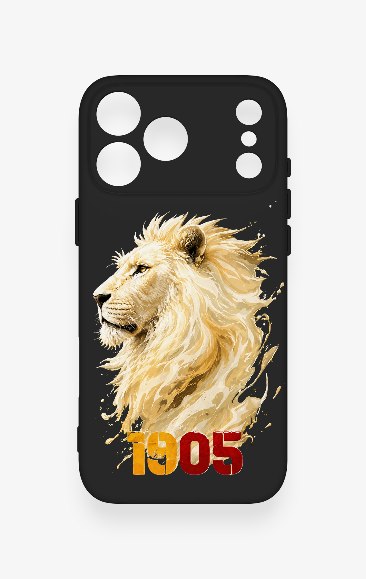 iPhone 17 Pro Max Uyumlu Sarı Kırmızı 1905 Aslan Desenli Silikon Kılıf