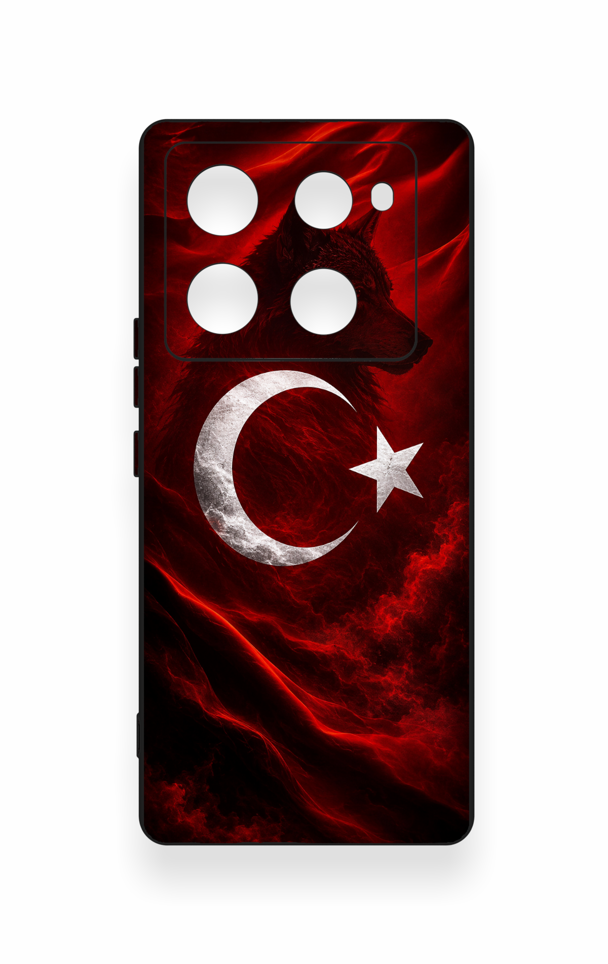 İnfinix Note 40 Pro Uyumlu Kurt Türk Bayrağı Desenli Silikon Kılıf