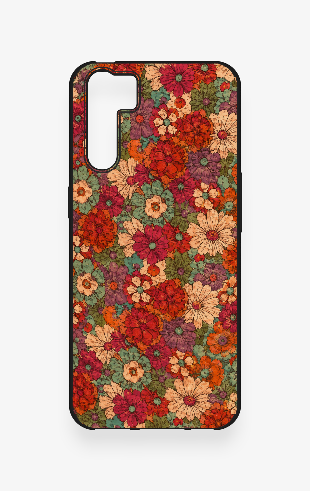 Oppo A91 Uyumlu Pastel Çiçek Bahçesi Desenli Silikon Kılıf
