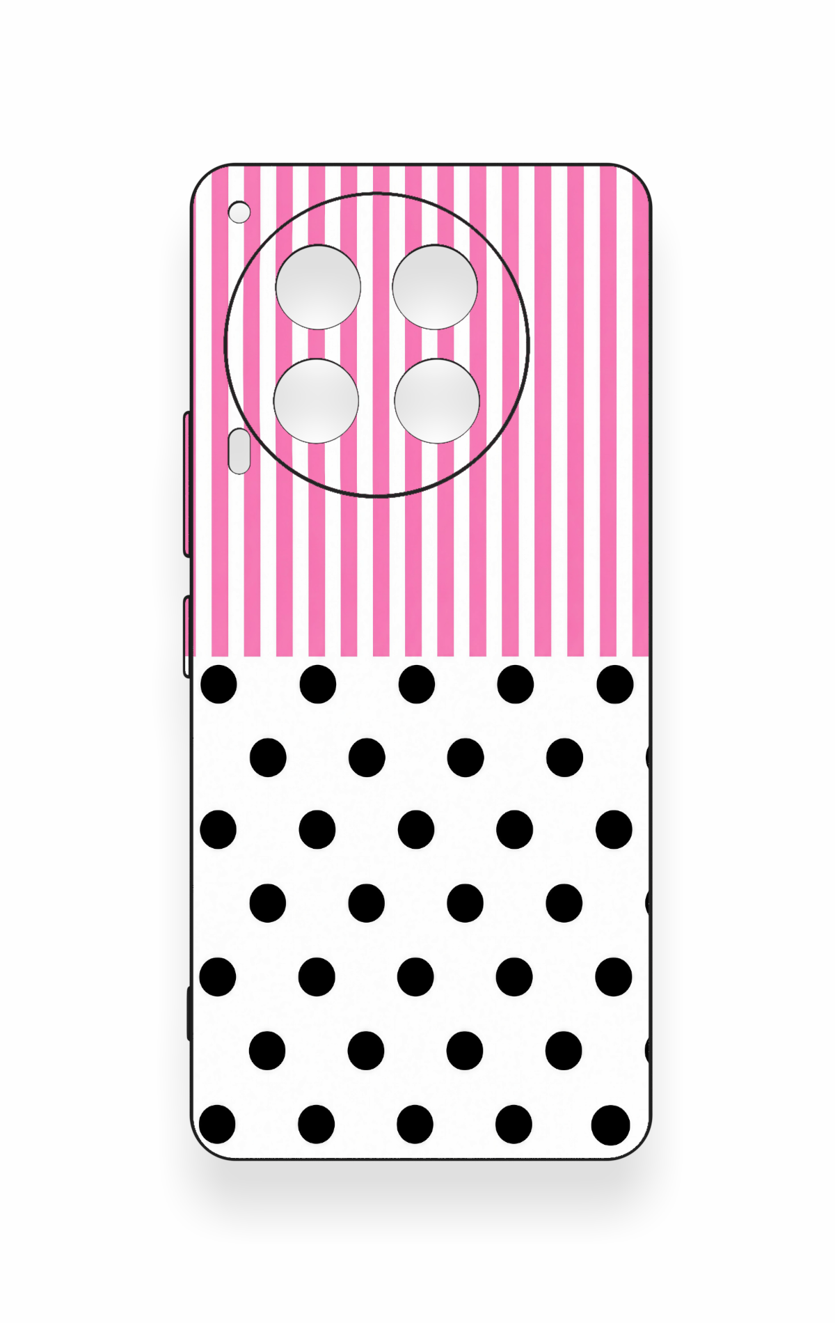 Tecno Camon 30 Uyumlu Pembe Çizgili Puantiye Desenli Silikon Kılıf