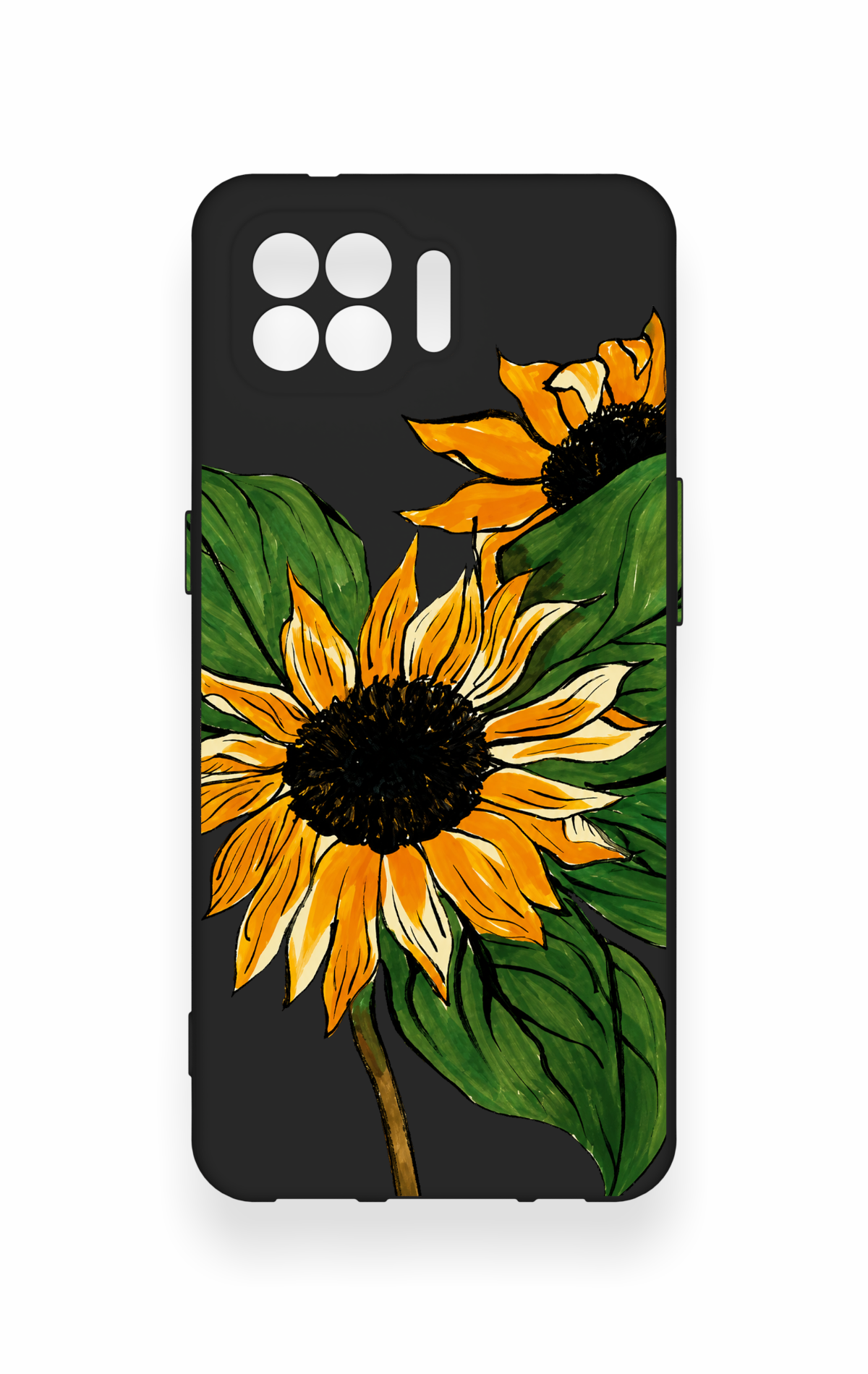 Oppo Reno 4 Lite Uyumlu Ay Çiçeği Desenli Silikon Kılıf