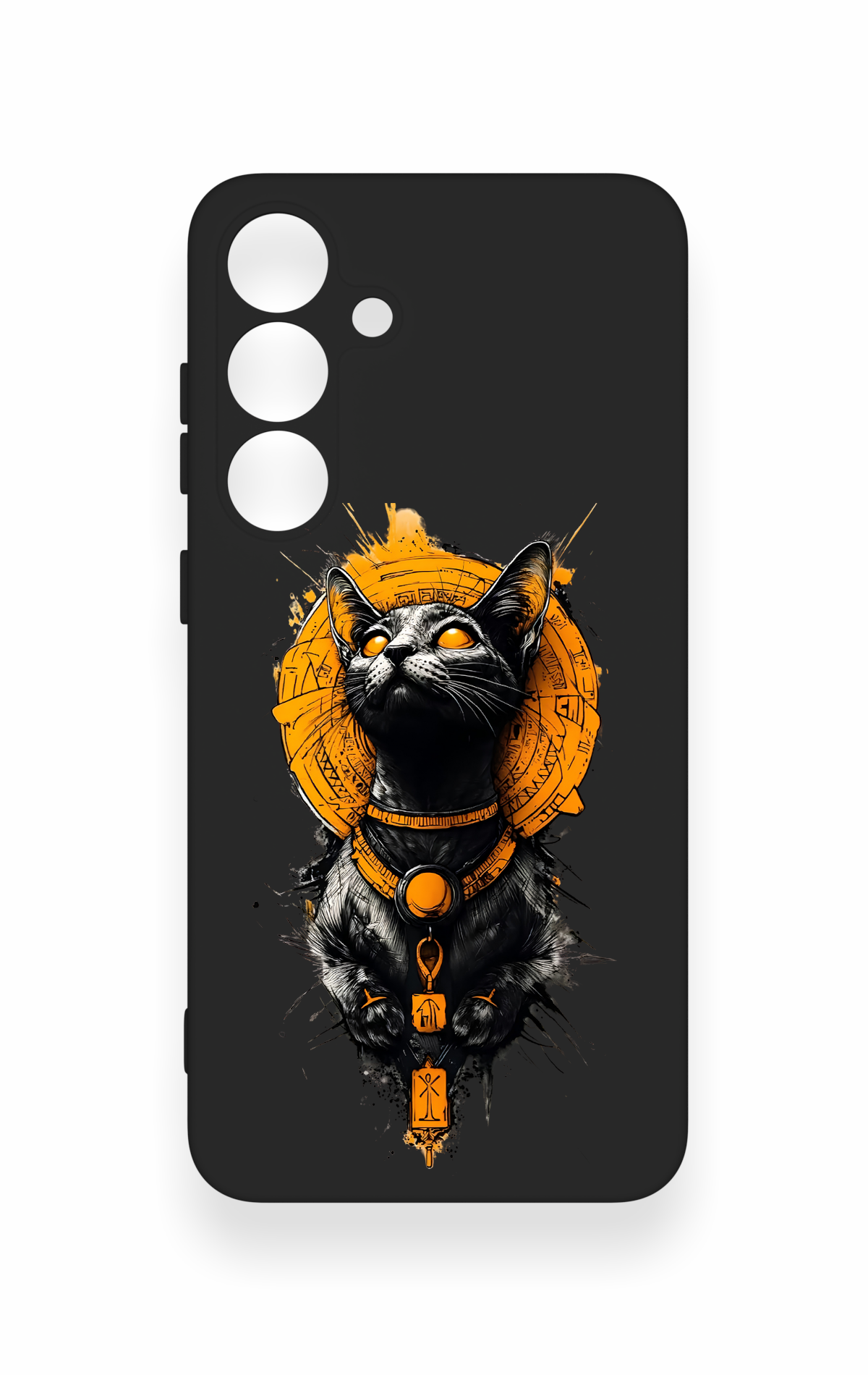 Samsung S25 Plus Uyumlu Mısırlı Kedi Tanrısı Desenli Silikon Kılıf