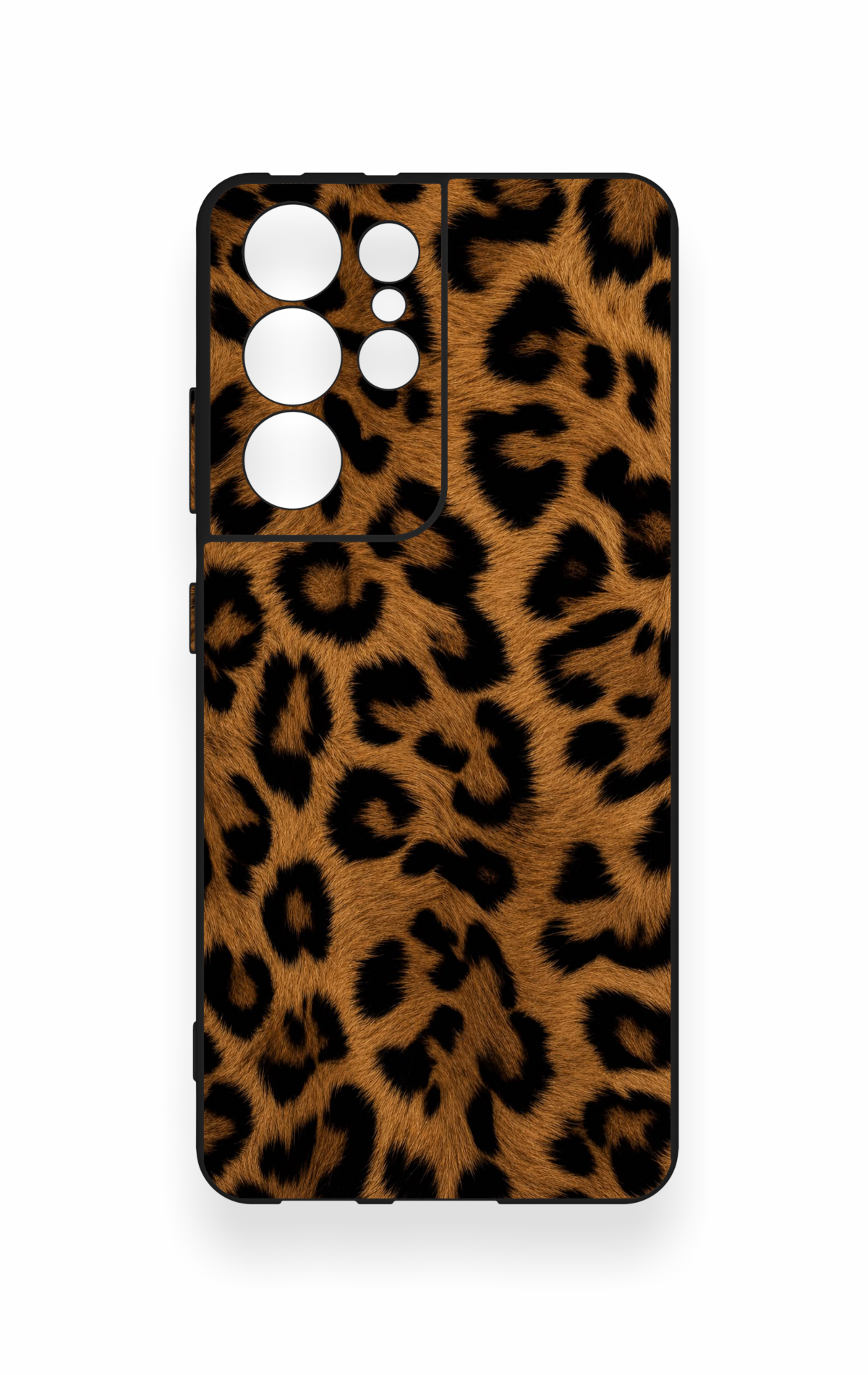 Samsung S21 Ultra Uyumlu Koyu Leopar Deri Desenli Silikon Kılıf