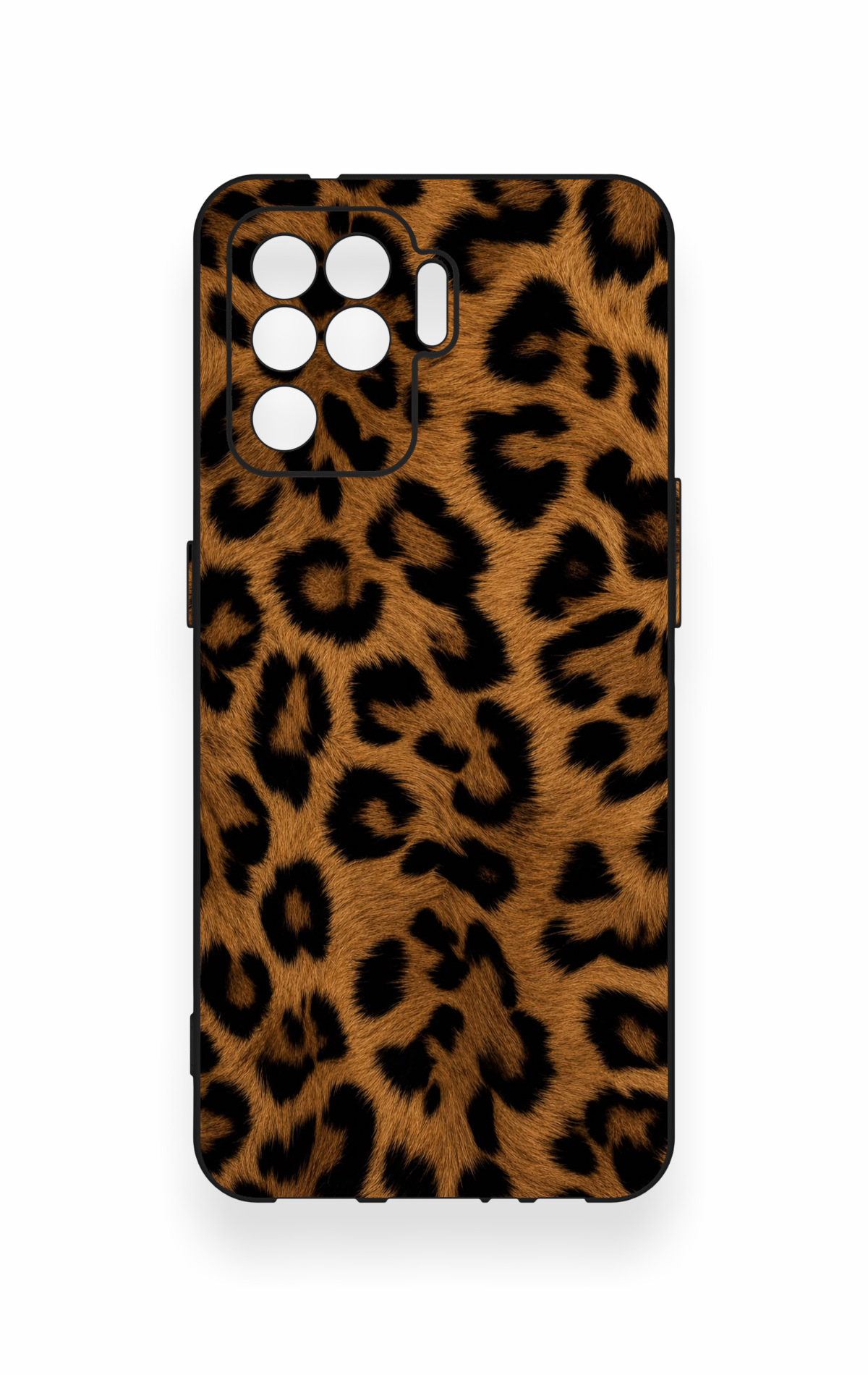Oppo Reno 5 Lite Uyumlu Koyu Leopar Deri Desenli Silikon Kılıf