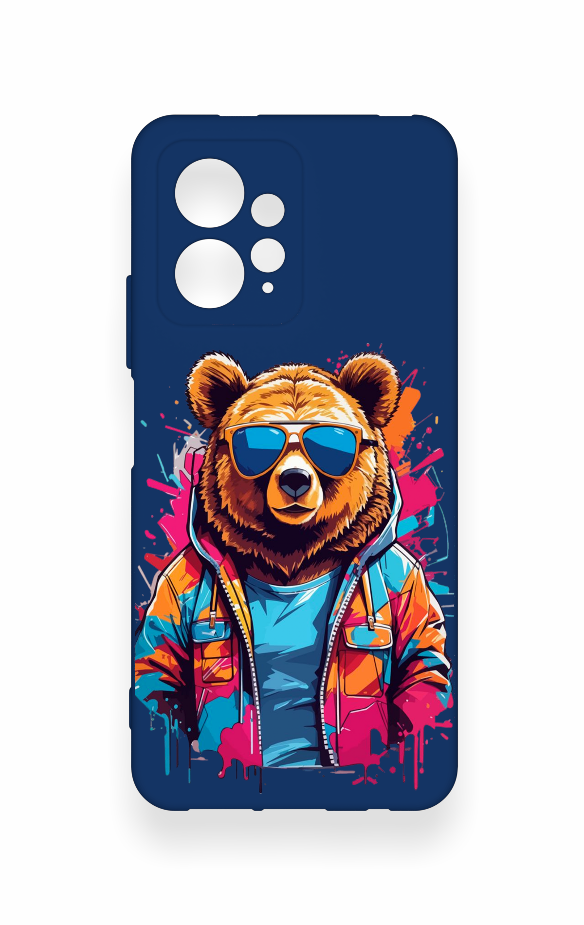 Redmi Note 12 4G Uyumlu Gözlüklü Ayı Desenli Silikon Kılıf