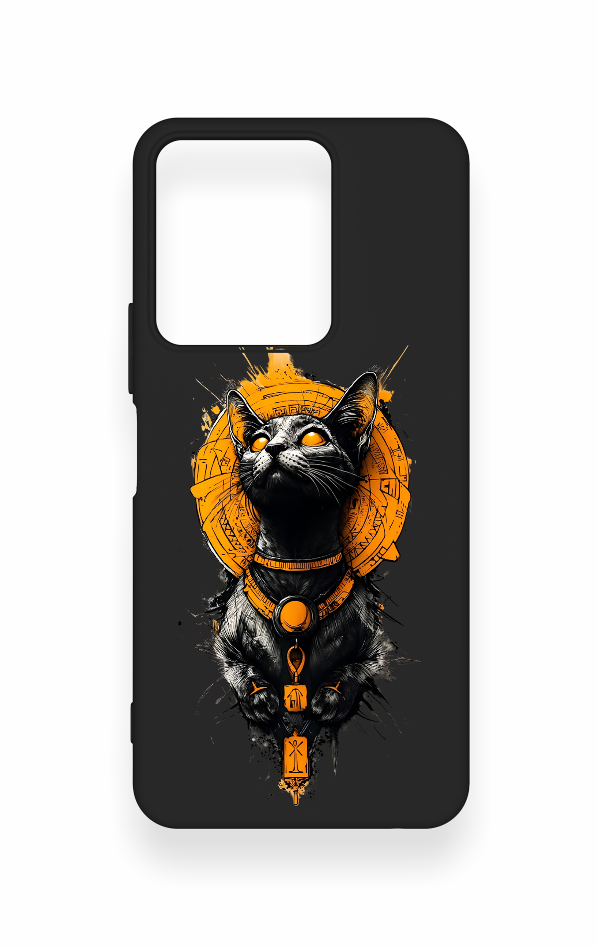 Vivo Y35 Uyumlu Mısırlı Kedi Tanrısı Desenli Silikon Kılıf