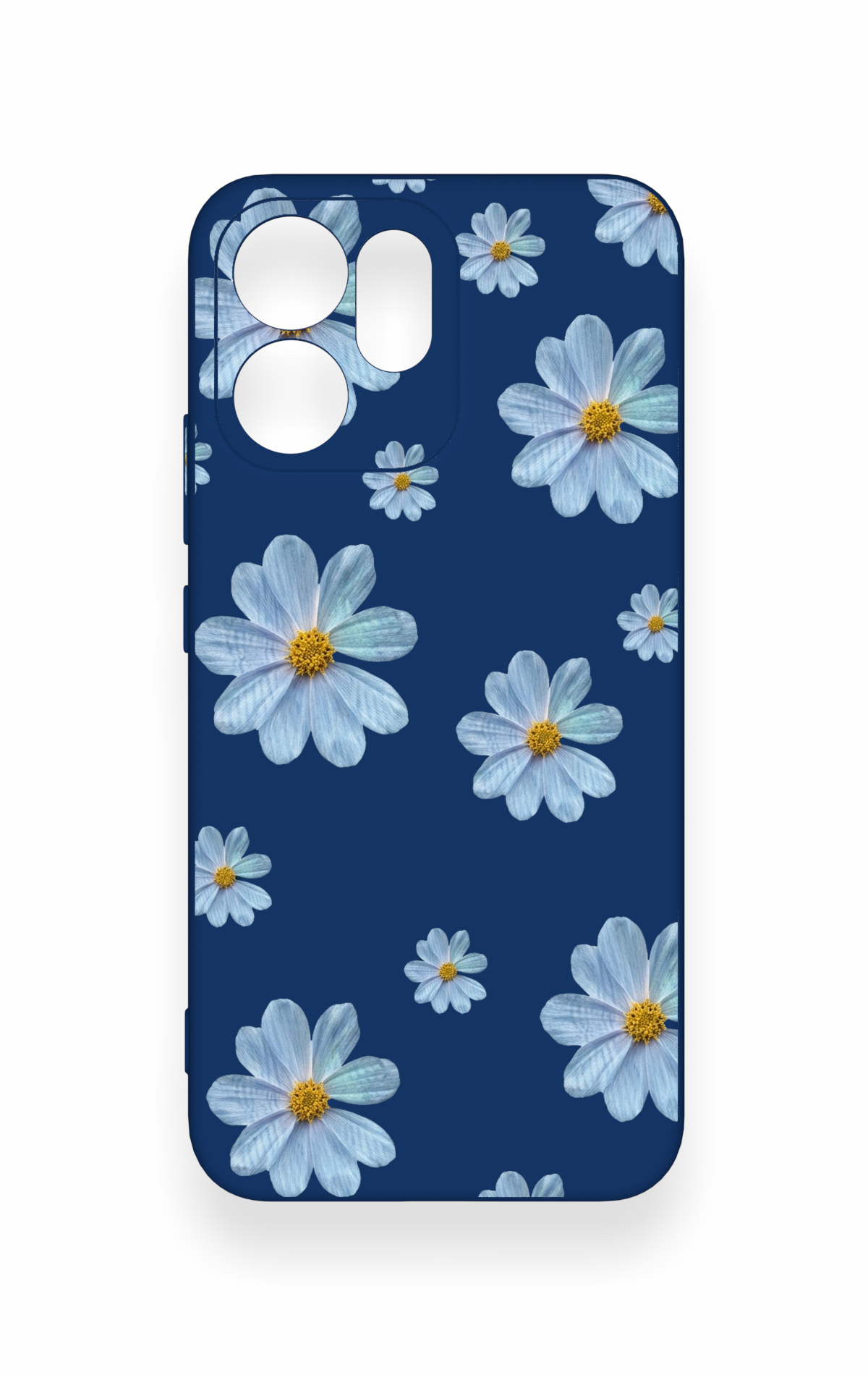 Oppo Reno 14F Uyumlu Mavi Papatya Desenli Silikon Kılıf