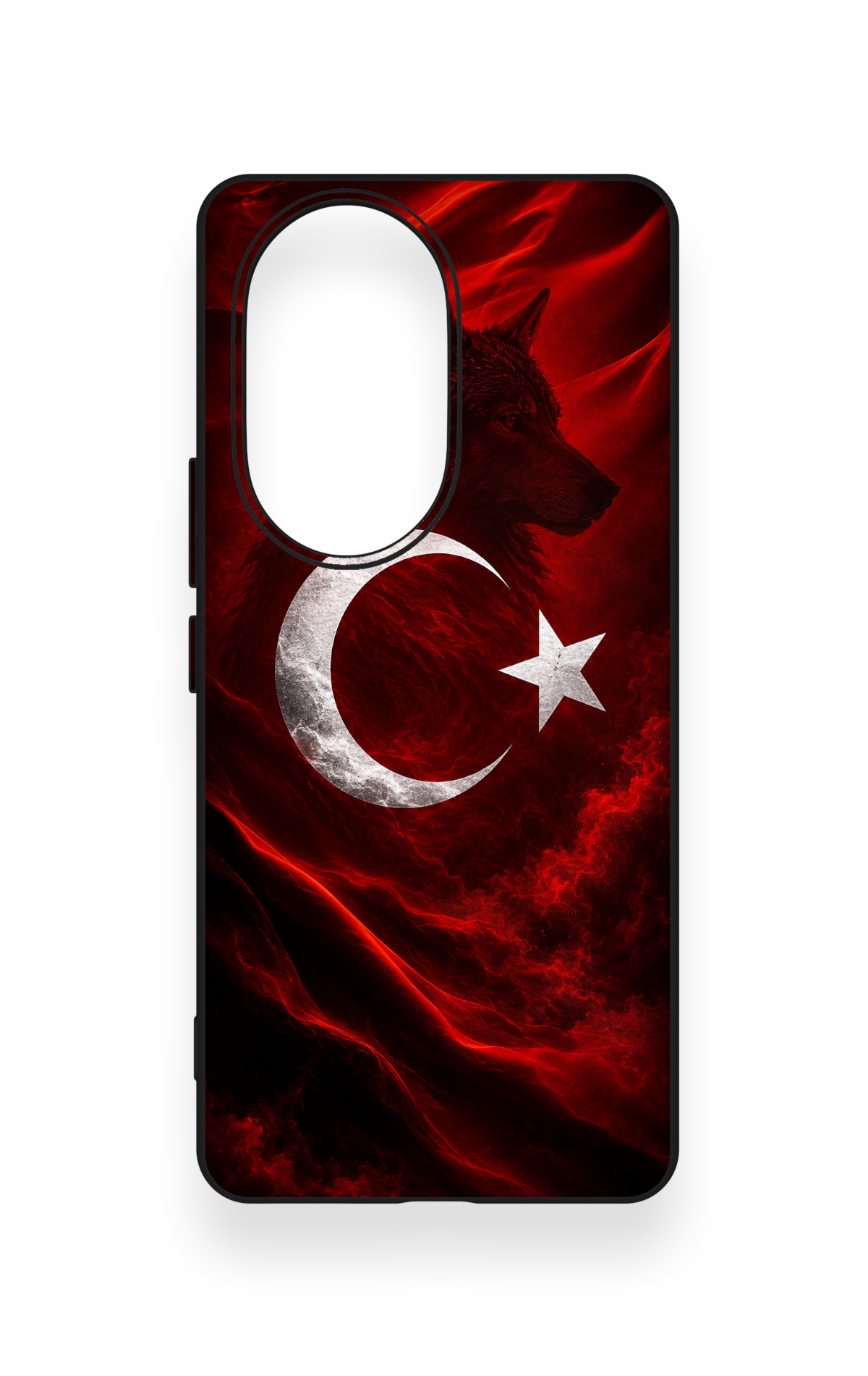 Honor 200 Pro 5G Uyumlu Kurt Türk Bayrağı Desenli Silikon Kılıf