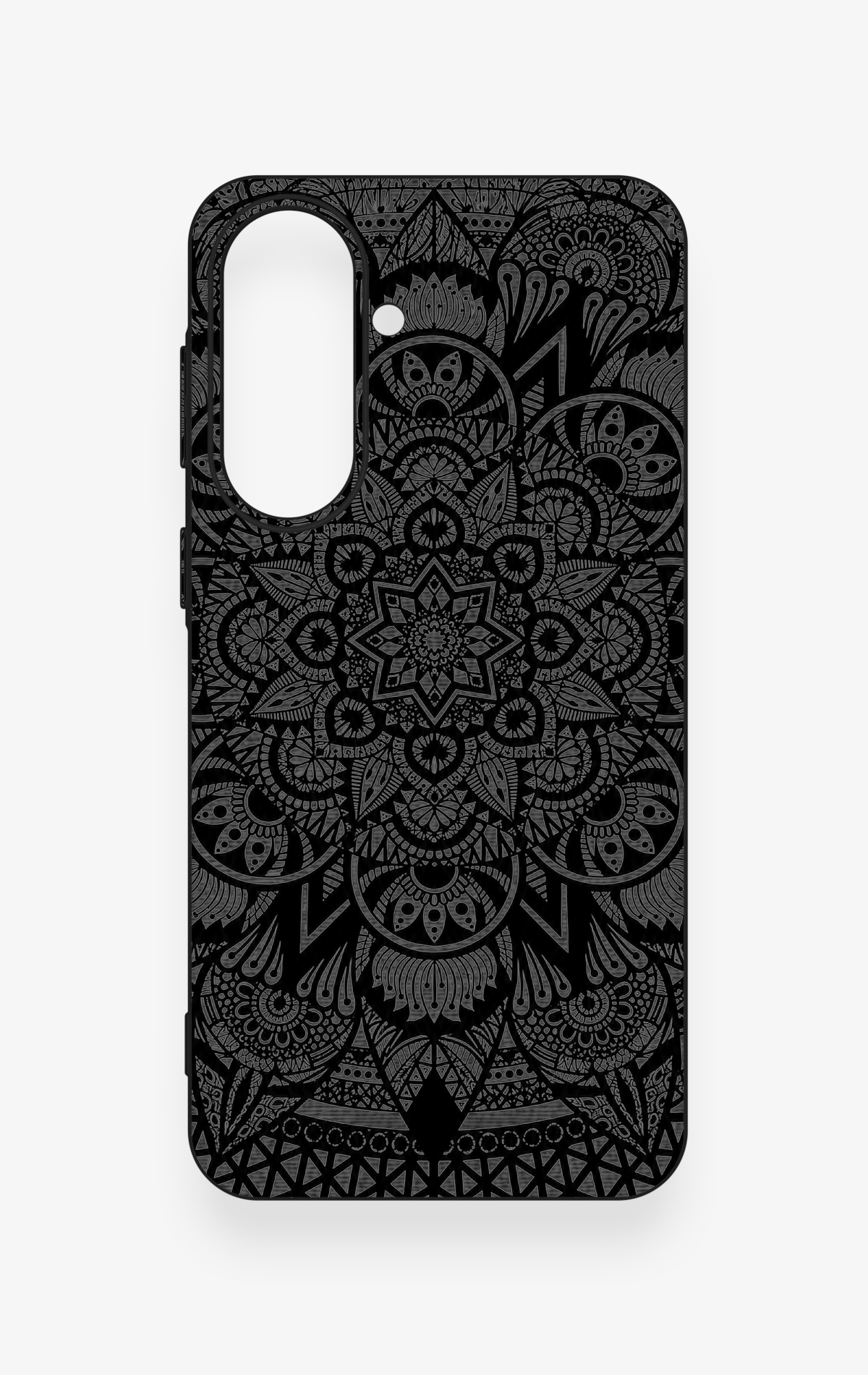 Samsung A37 Uyumlu Siyah Beyaz Mandala Desenli Silikon Kılıf
