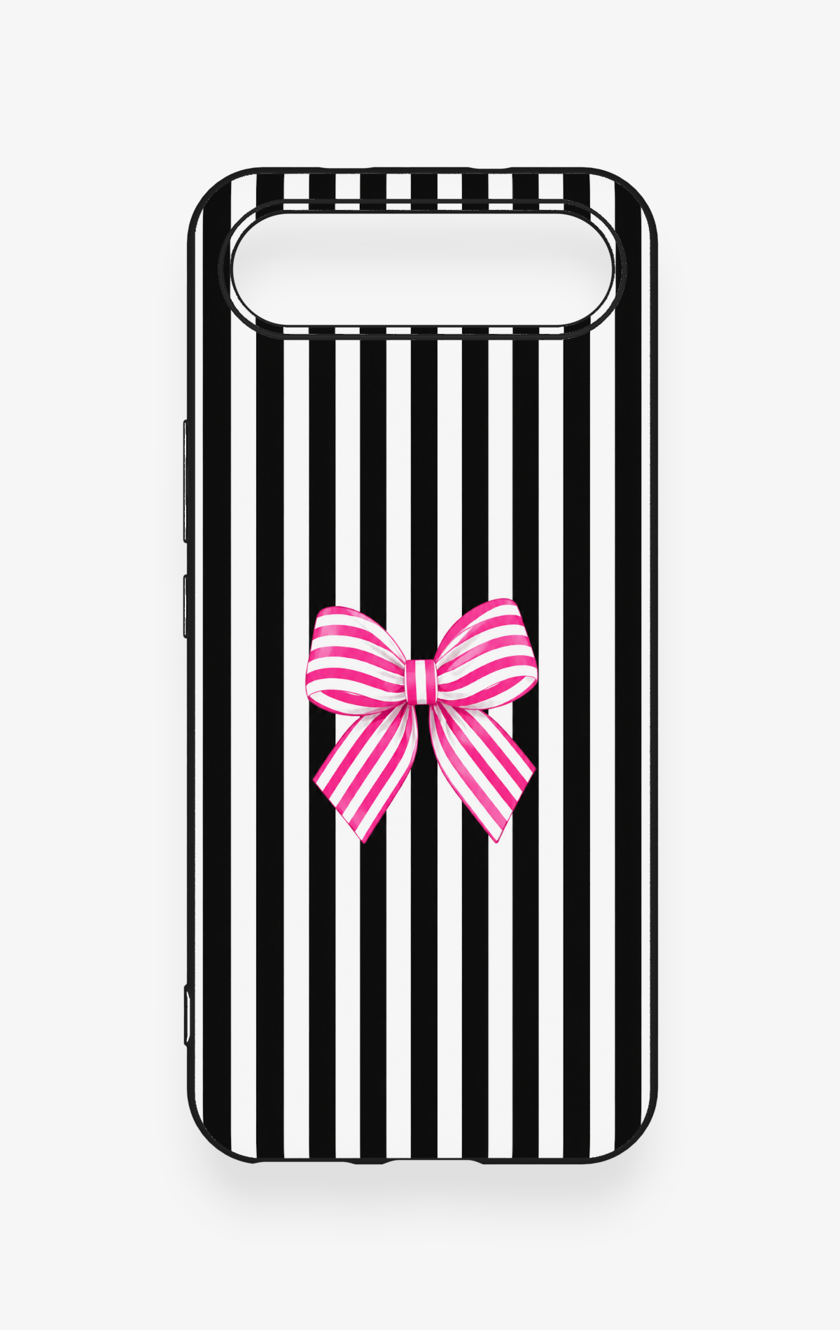 Tecno Spark Slim Uyumlu Pembe Beyaz Kurdele Desenli Silikon Kılıf