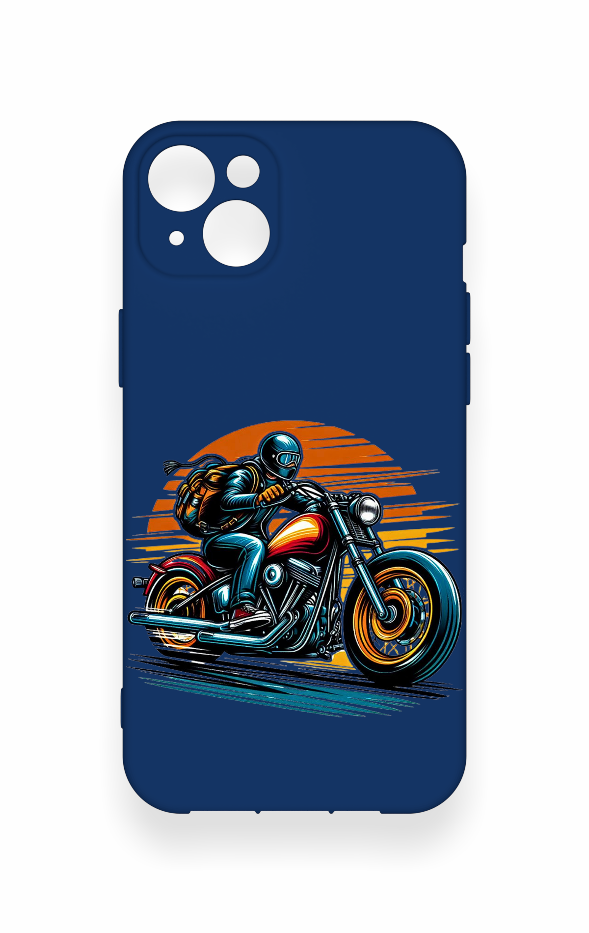 iPhone 14 Plus/15 Plus Uyumlu Moto Rider Desenli Silikon Kılıf