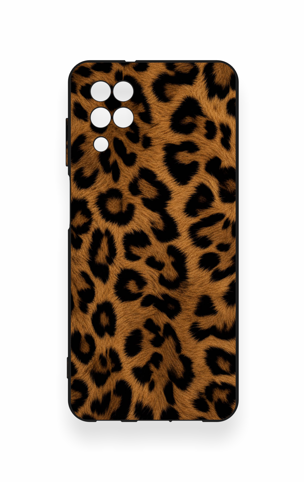 Samsung A12 Uyumlu Koyu Leopar Deri Desenli Silikon Kılıf