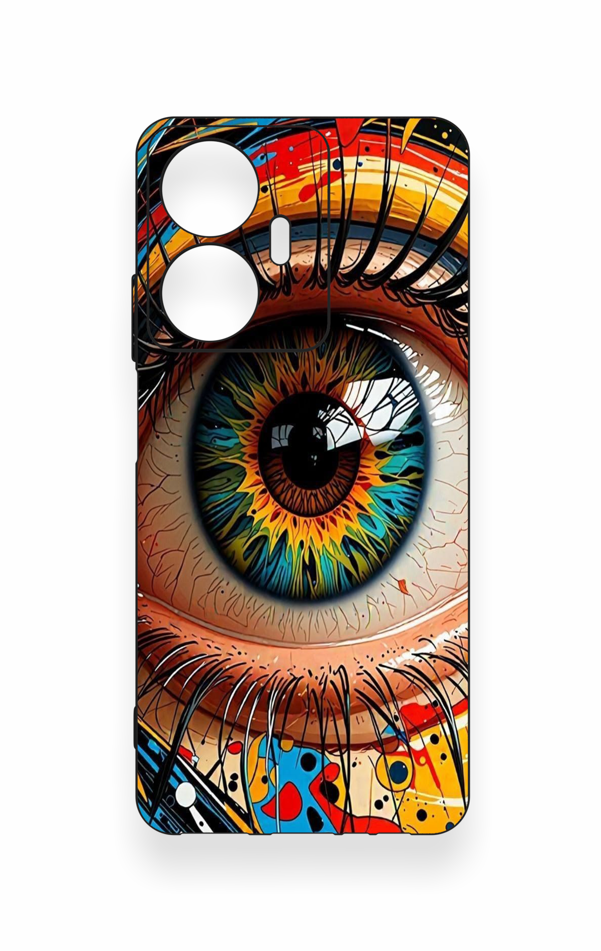 Realme C55 Uyumlu Renkli Göz Bebeği Desenli Silikon Kılıf
