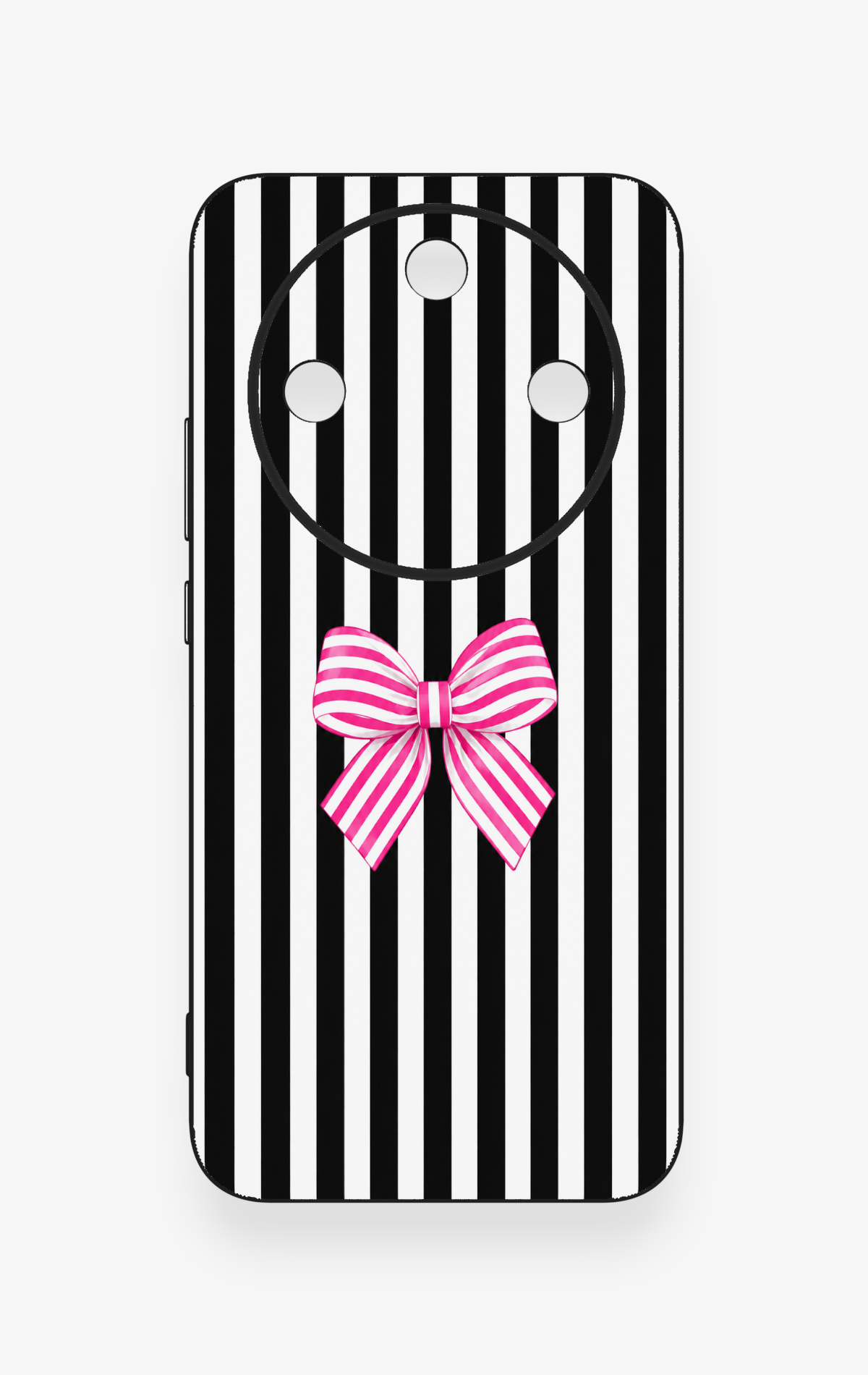 Honor Magic 8 Lite Uyumlu Pembe Beyaz Kurdele Desenli Silikon Kılıf