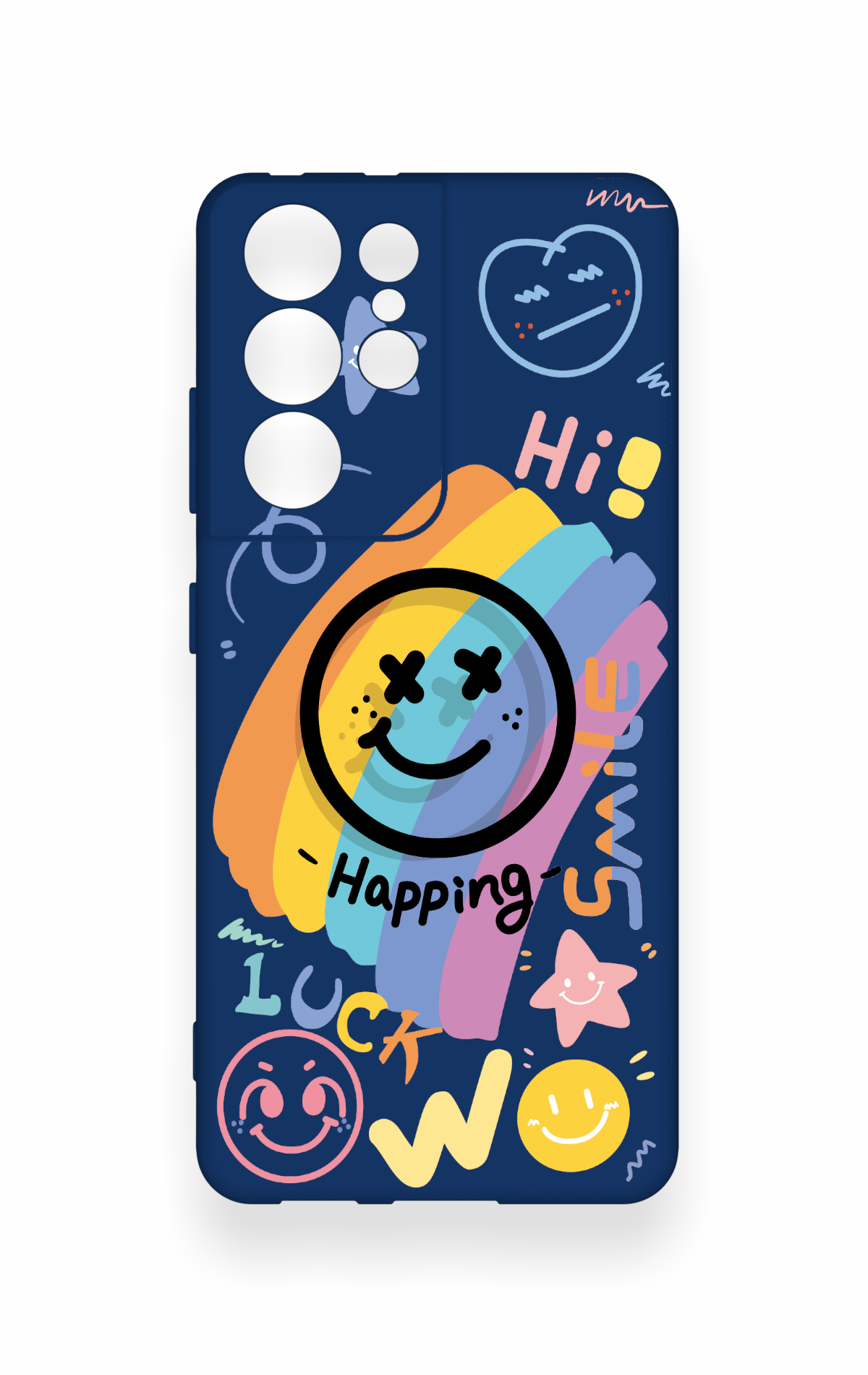 Samsung S21 Ultra Uyumlu Happing Smile Desenli Silikon Kılıf