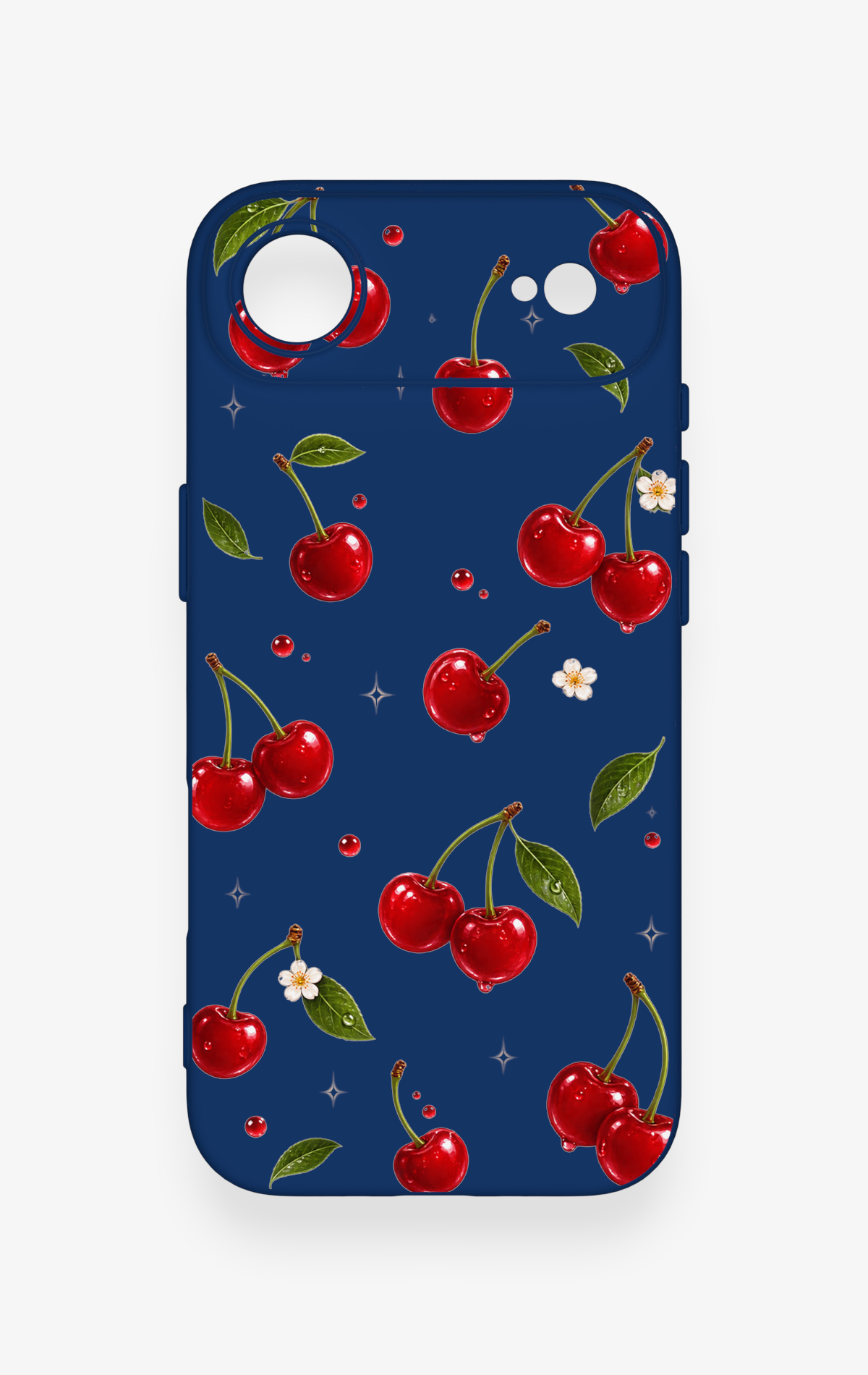 iPhone 17 Air Uyumlu Kiraz Papatya Desenli Silikon Kılıf