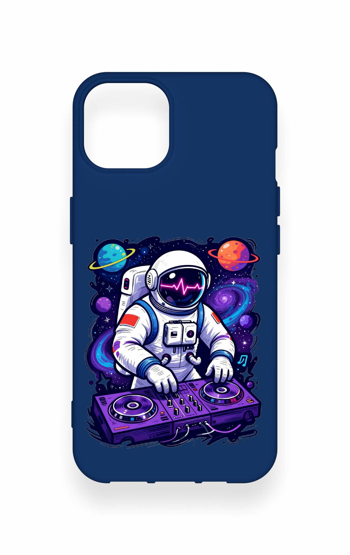 iPhone 14 Uyumlu Astronot DJ Desenli Silikon Kılıf