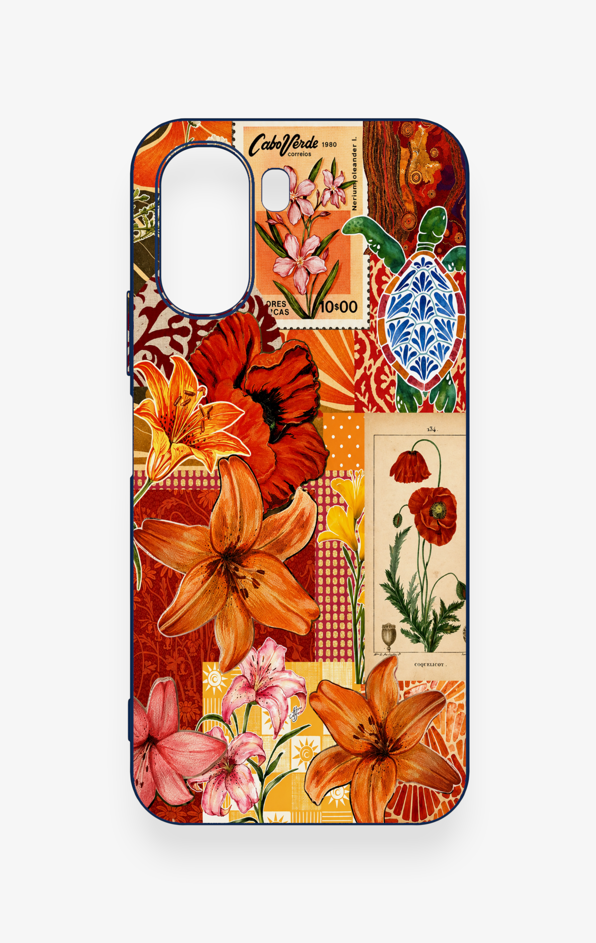 Oppo A6T Uyumlu Turuncu Zambak Desenli Silikon Kılıf