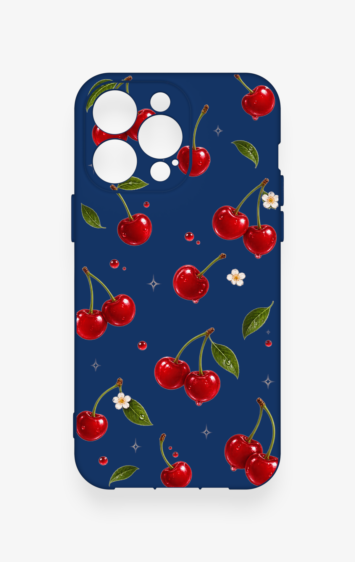iPhone 13 Pro Max Uyumlu Kiraz Papatya Desenli Silikon Kılıf