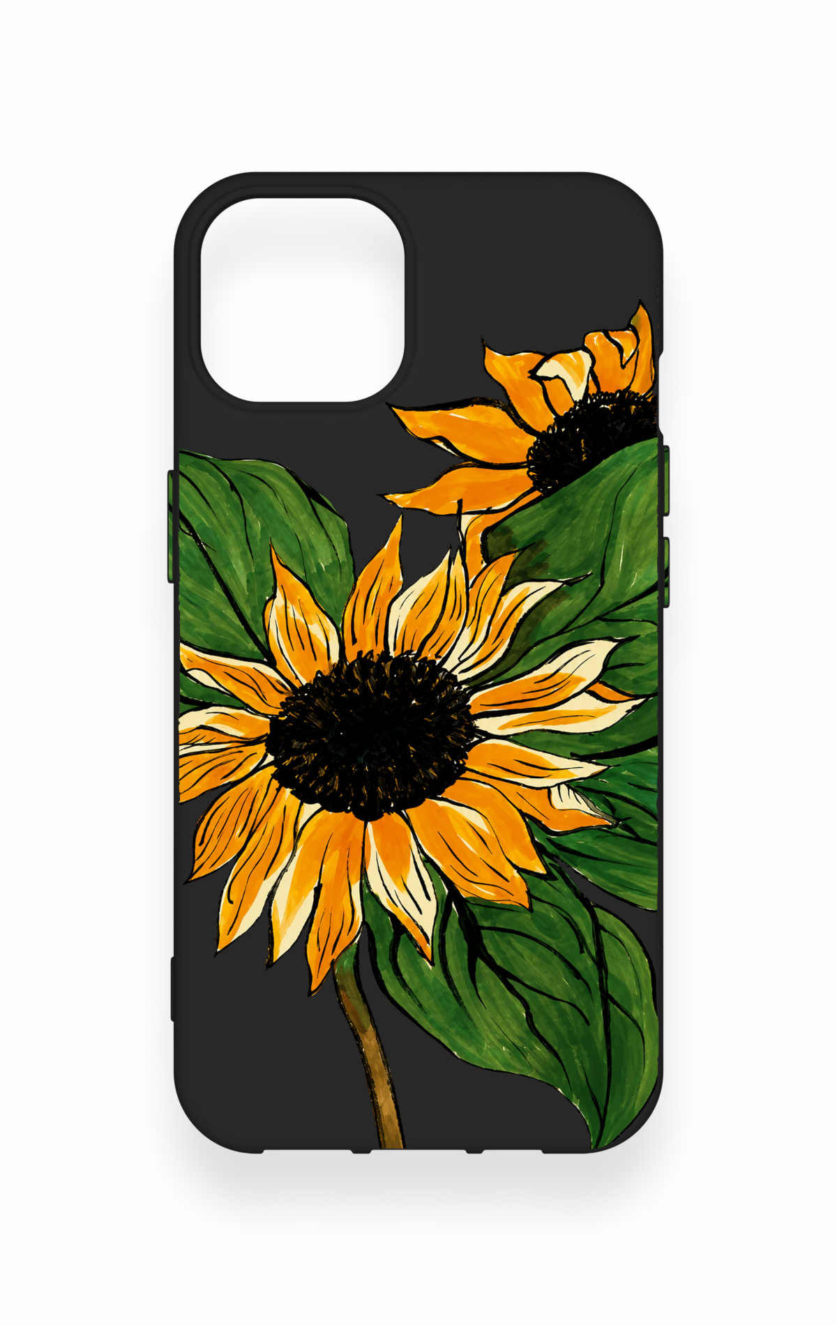 iPhone 14 Uyumlu Ay Çiçeği Desenli Silikon Kılıf