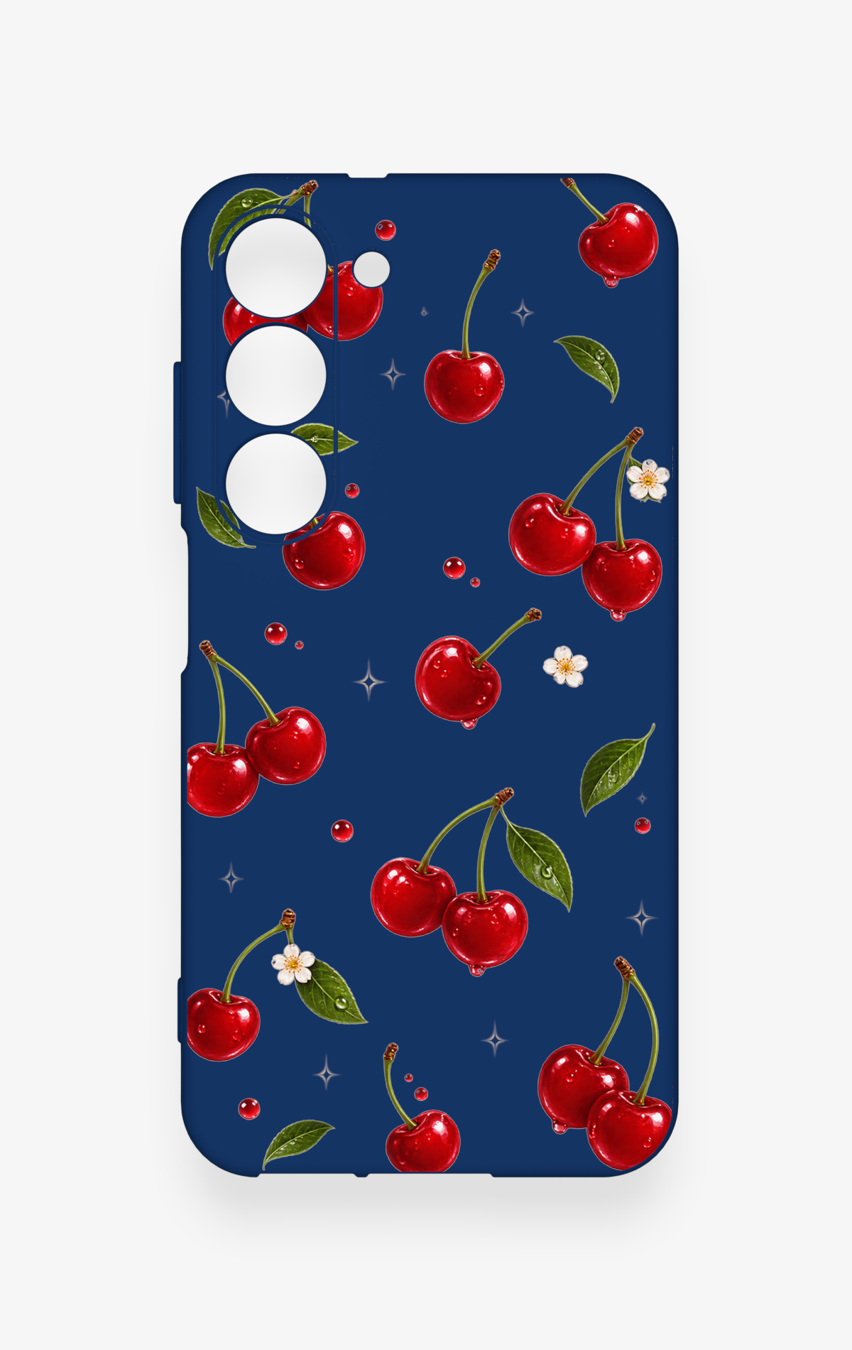 Samsung S23 Uyumlu Kiraz Papatya Desenli Silikon Kılıf