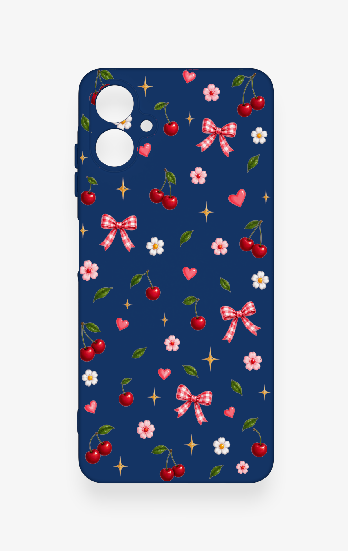 Samsung A06 Uyumlu Çiçek Kiraz Fiyonk Desenli Silikon Kılıf