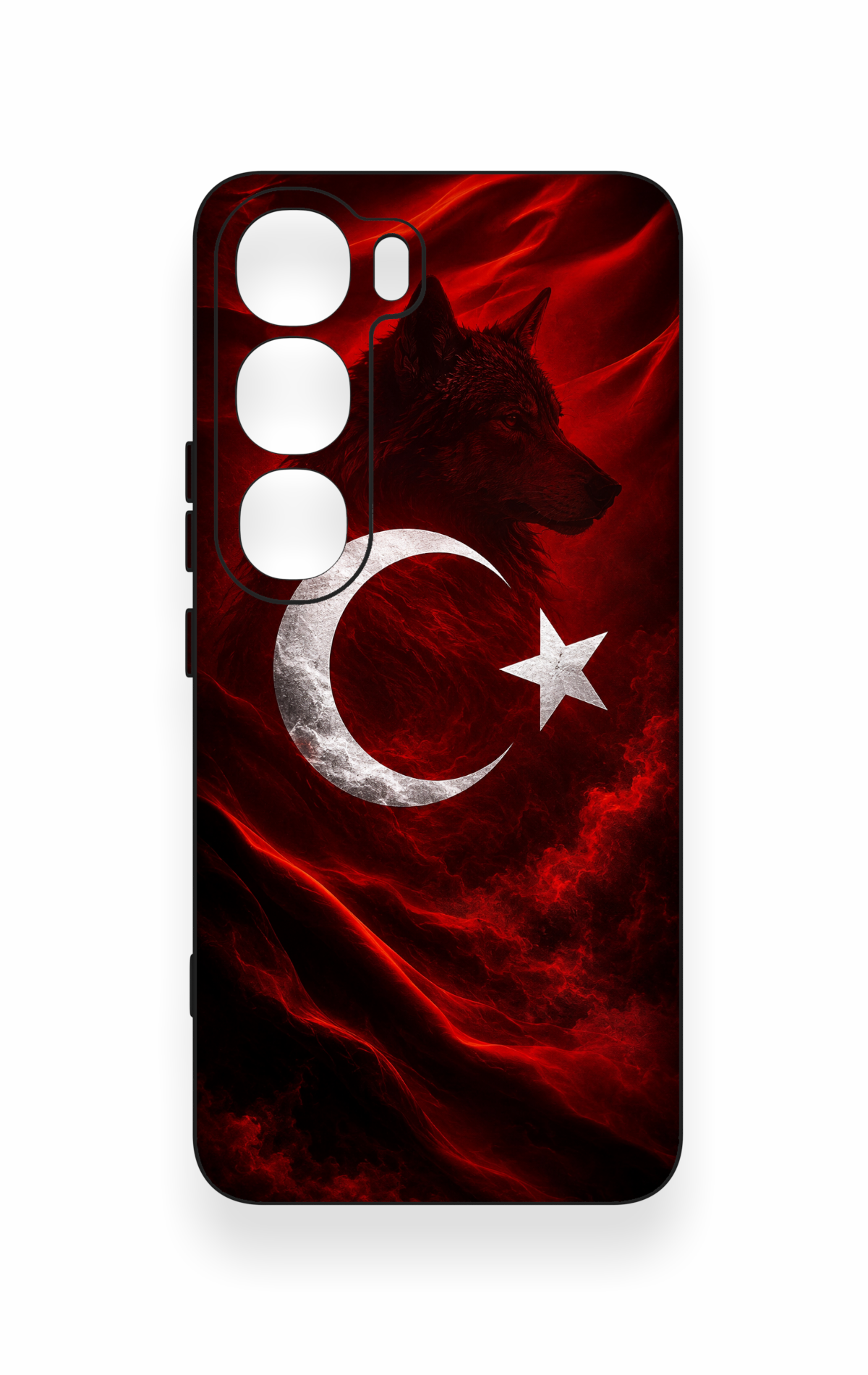 Vivo V40 Lite 5G Uyumlu Kurt Türk Bayrağı Desenli Silikon Kılıf