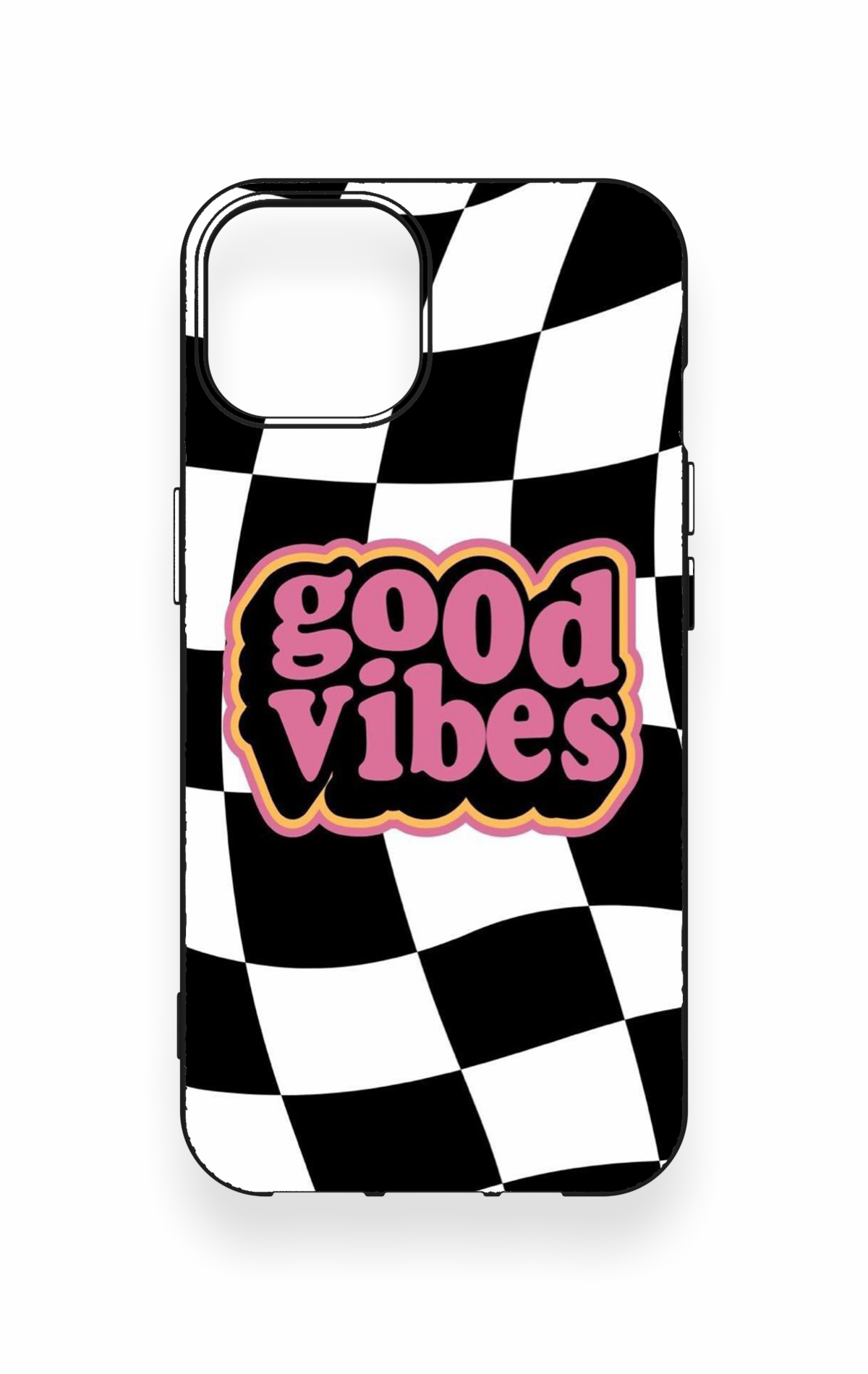 iPhone 13 Uyumlu Black Good Vibes Desenli Silikon Kılıf