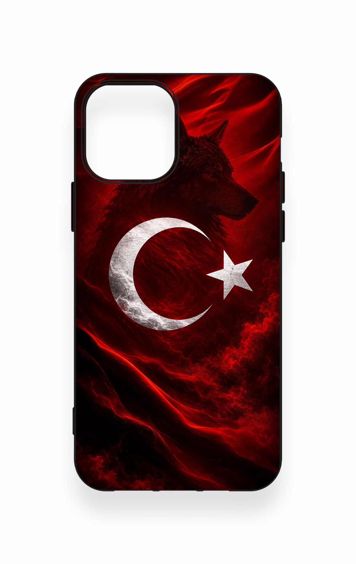 iPhone 12-12PRO Uyumlu Kurt Türk Bayrağı Desenli Silikon Kılıf