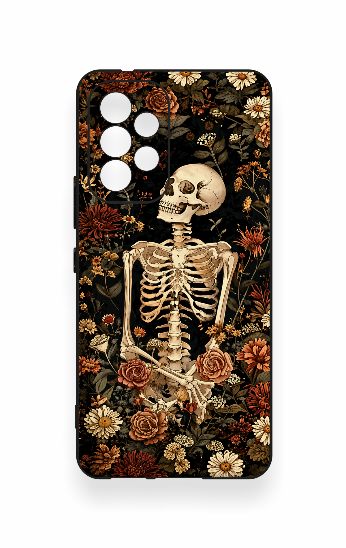 Samsung A53 Uyumlu Çiçek İskelet Desenli Silikon Kılıf