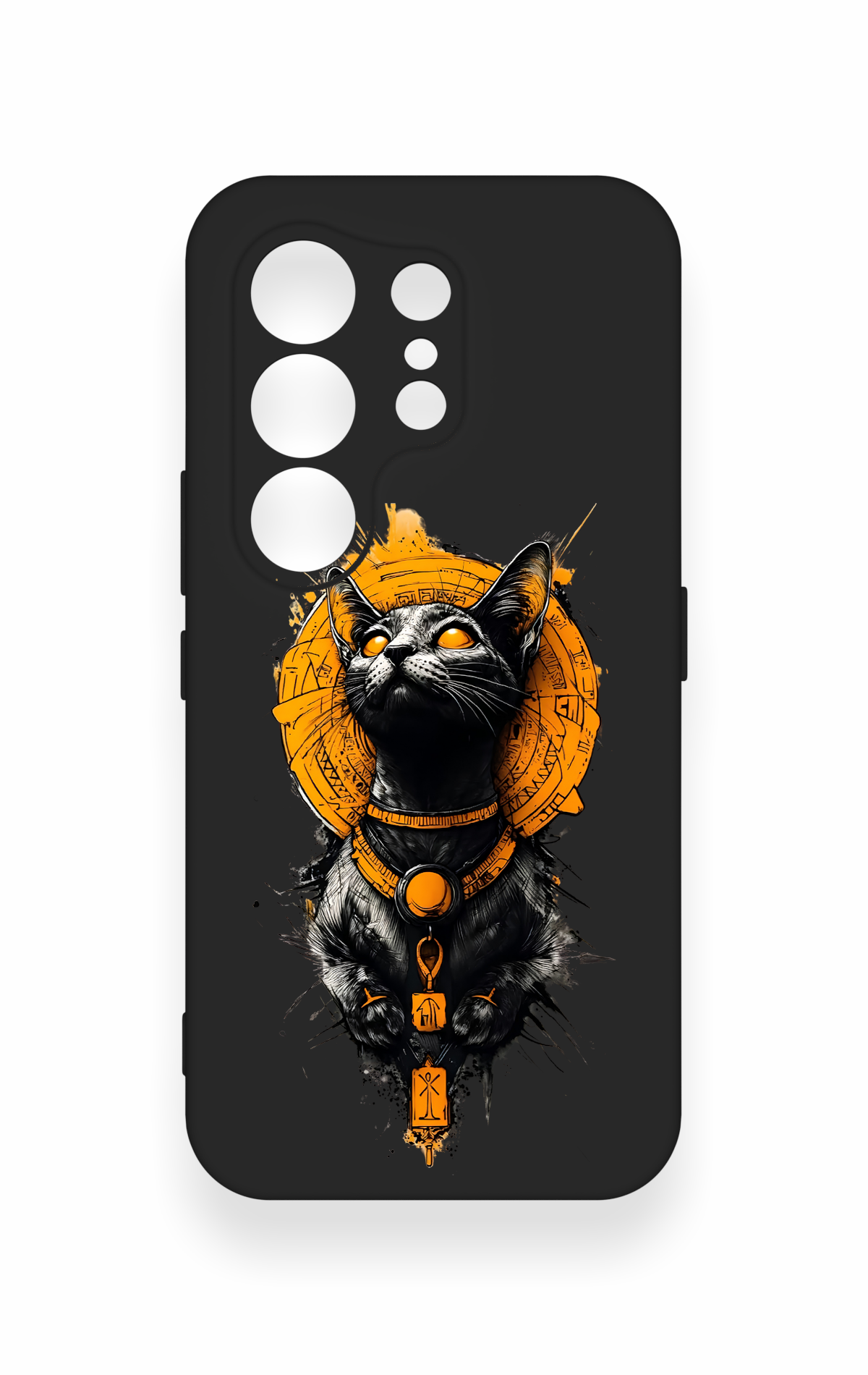 Tecno Camon 50 4G Uyumlu Mısırlı Kedi Tanrısı Desenli Silikon Kılıf