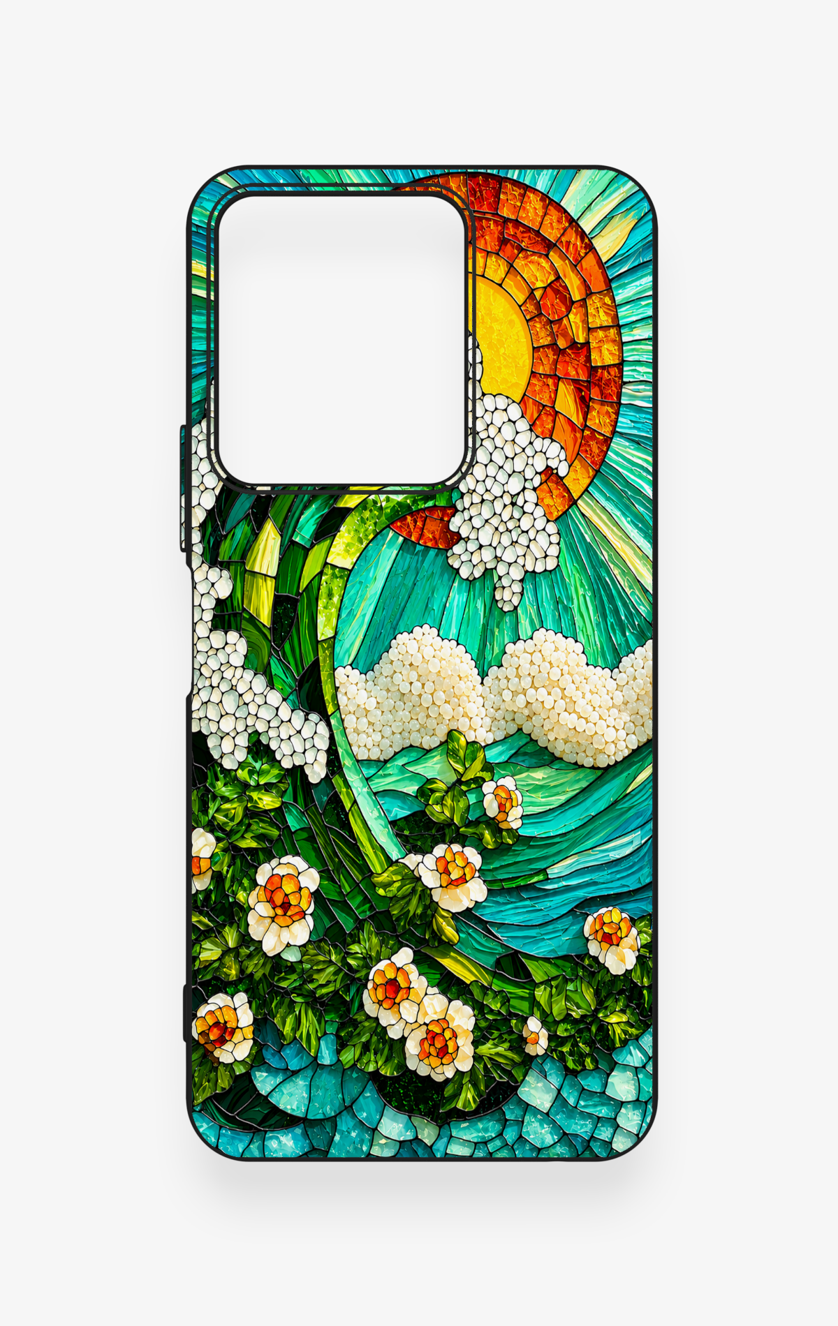 Vivo Y35 Uyumlu Mozaik Okyanus Dalgası Desenli Silikon Kılıf