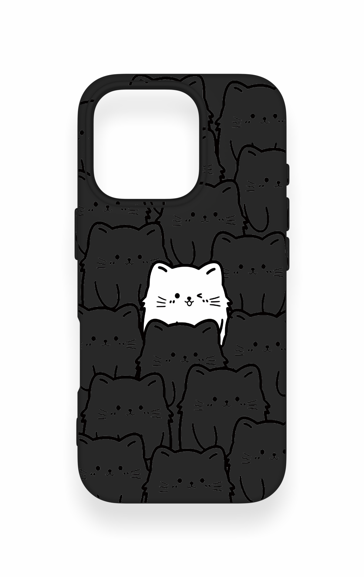 iPhone 16 Pro Uyumlu Many Cats Desenli Silikon Kılıf