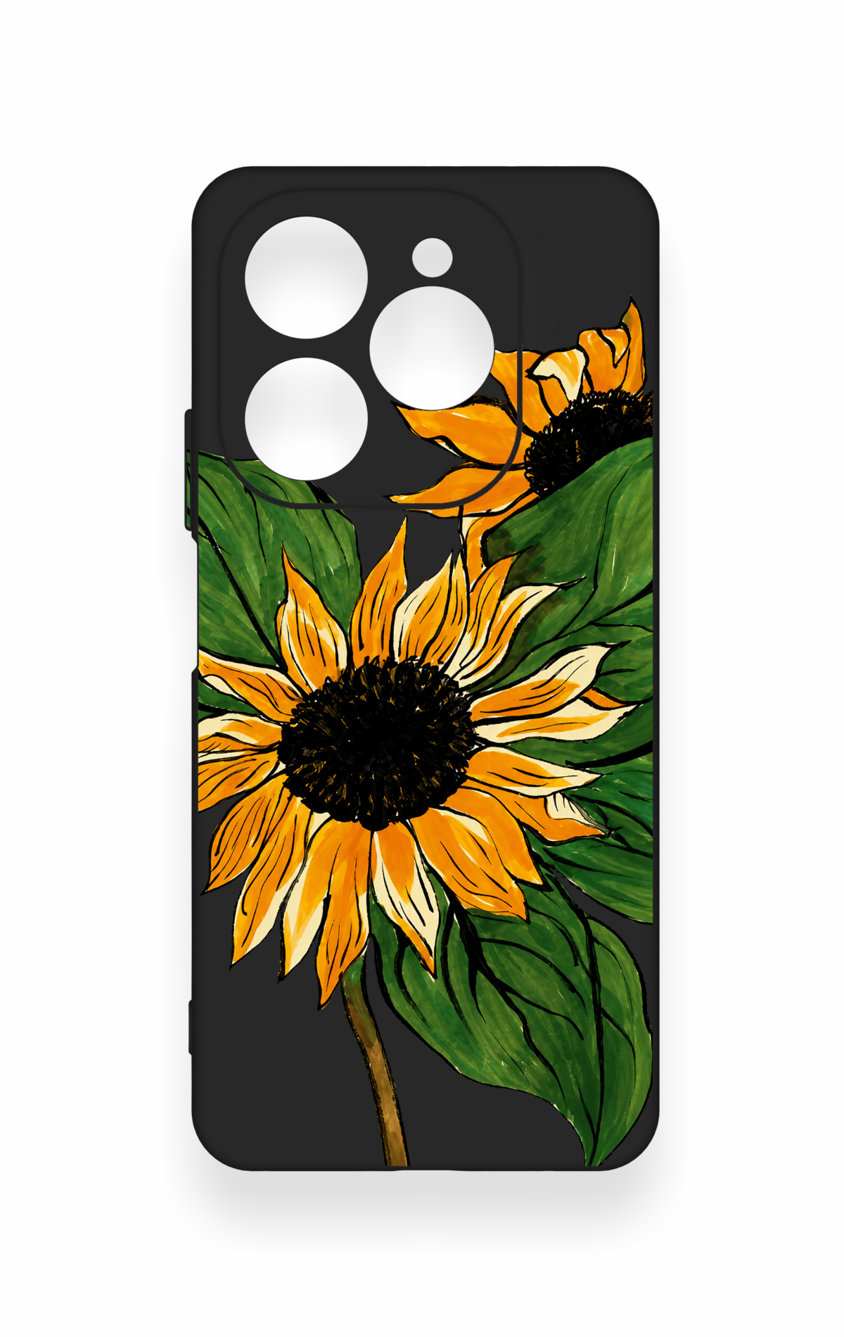 Tecno Spark 20 Pro Uyumlu Ay Çiçeği Desenli Silikon Kılıf