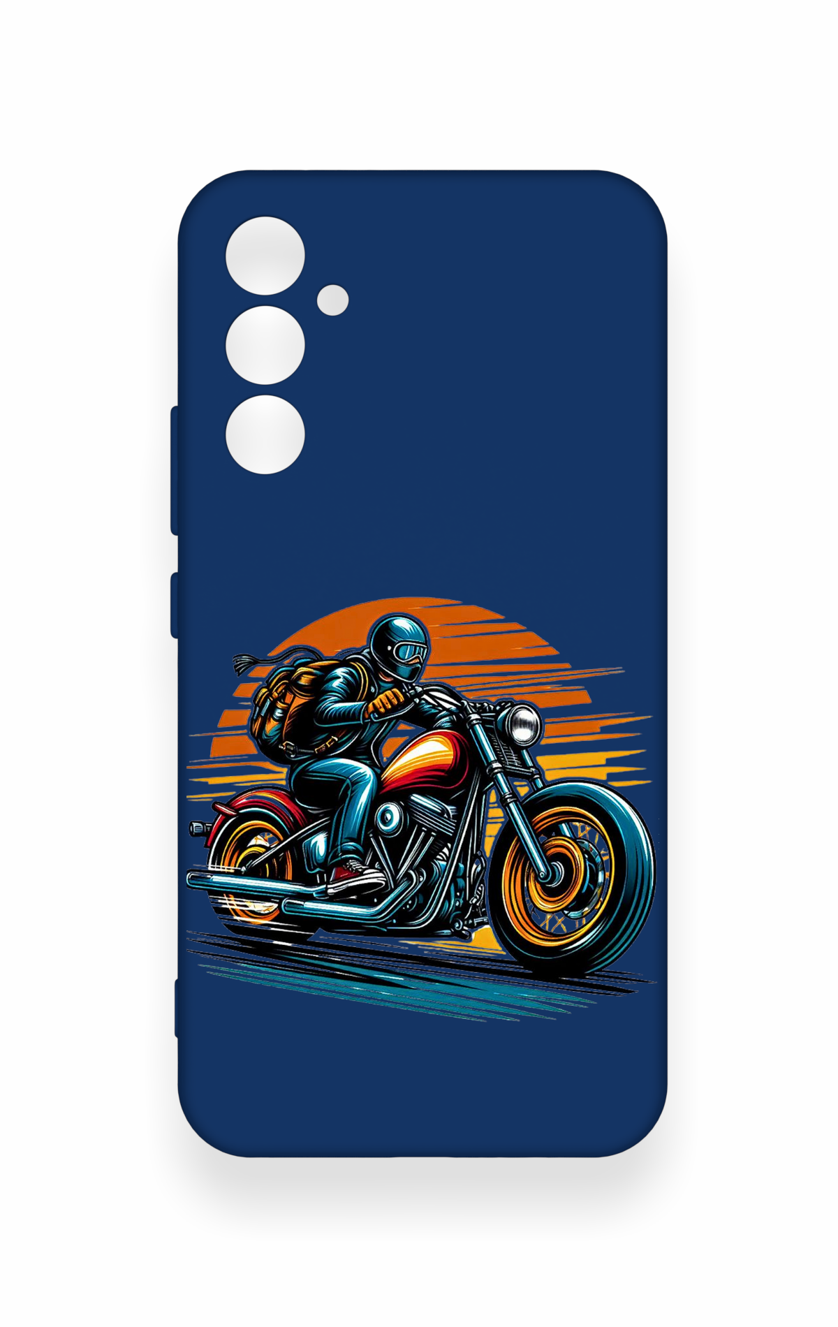 Samsung A34 Uyumlu Moto Rider Desenli Silikon Kılıf