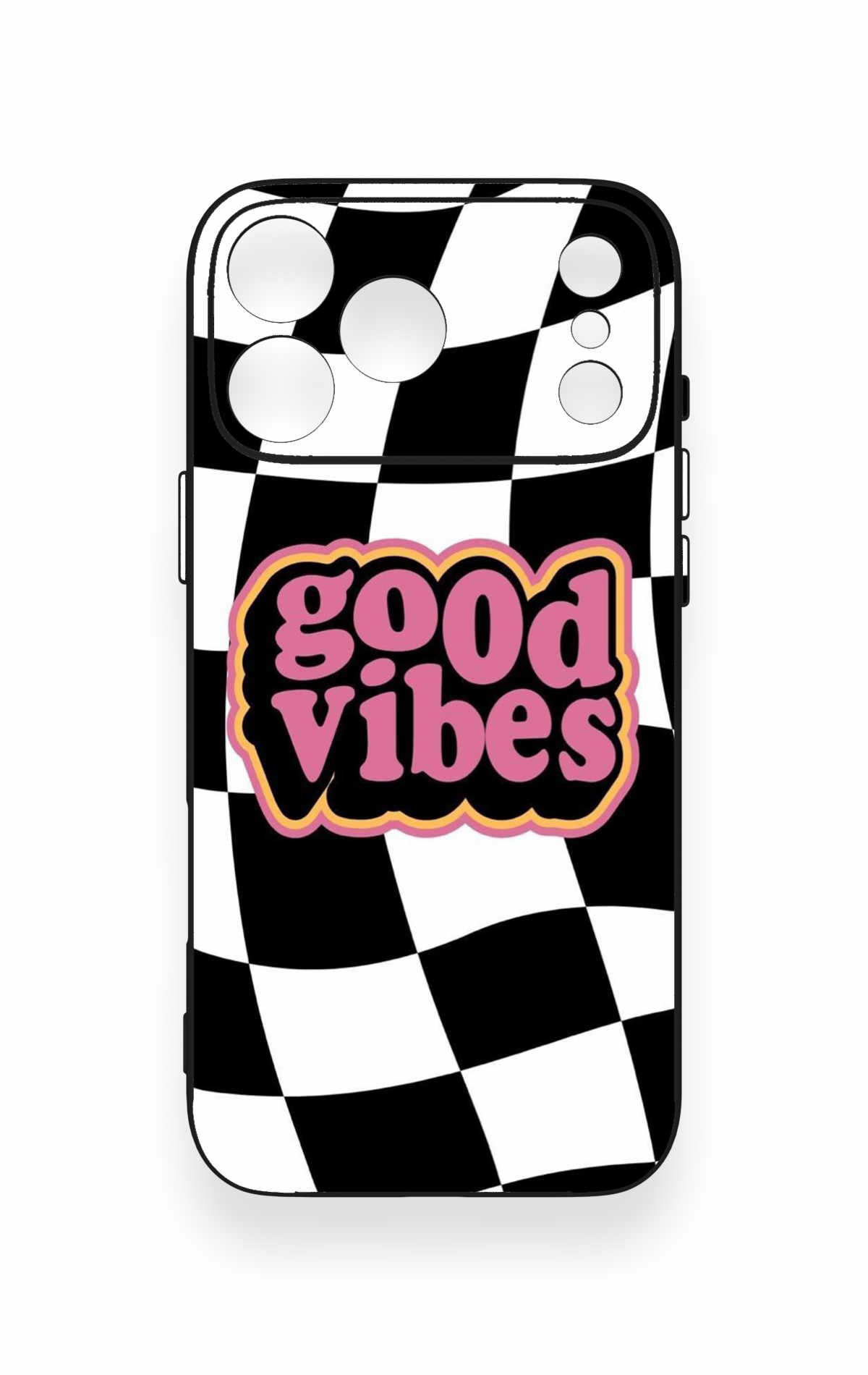 iPhone 17 Pro Max Uyumlu Black Good Vibes Desenli Silikon Kılıf