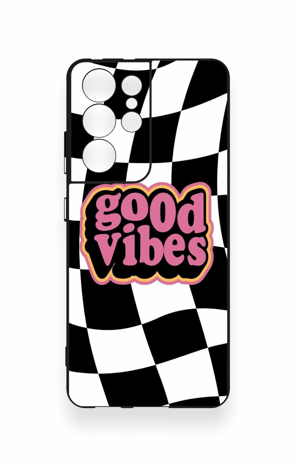 Samsung S21 Ultra Uyumlu Black Good Vibes Desenli Silikon Kılıf