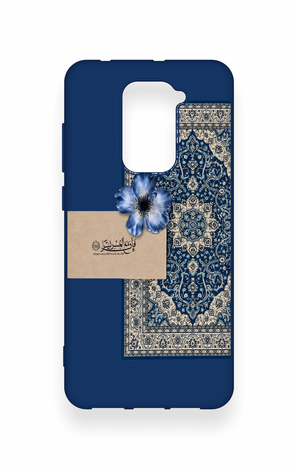 Redmi Note 9 Uyumlu Mavi Etnik Halı Desenli Silikon Kılıf