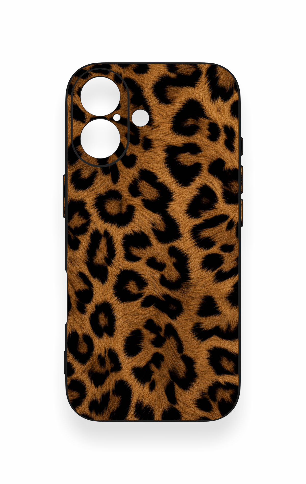 iPhone 17 Uyumlu Koyu Leopar Deri Desenli Silikon Kılıf