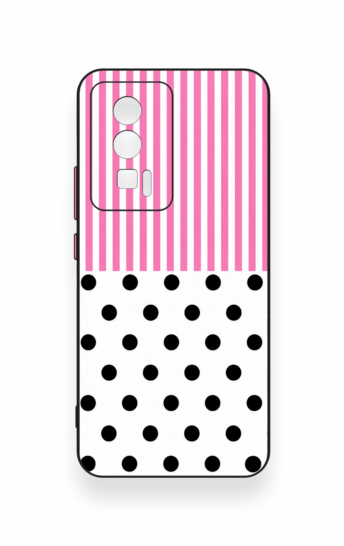 Poco F5 Pro Uyumlu Pembe Çizgili Puantiye Desenli Silikon Kılıf