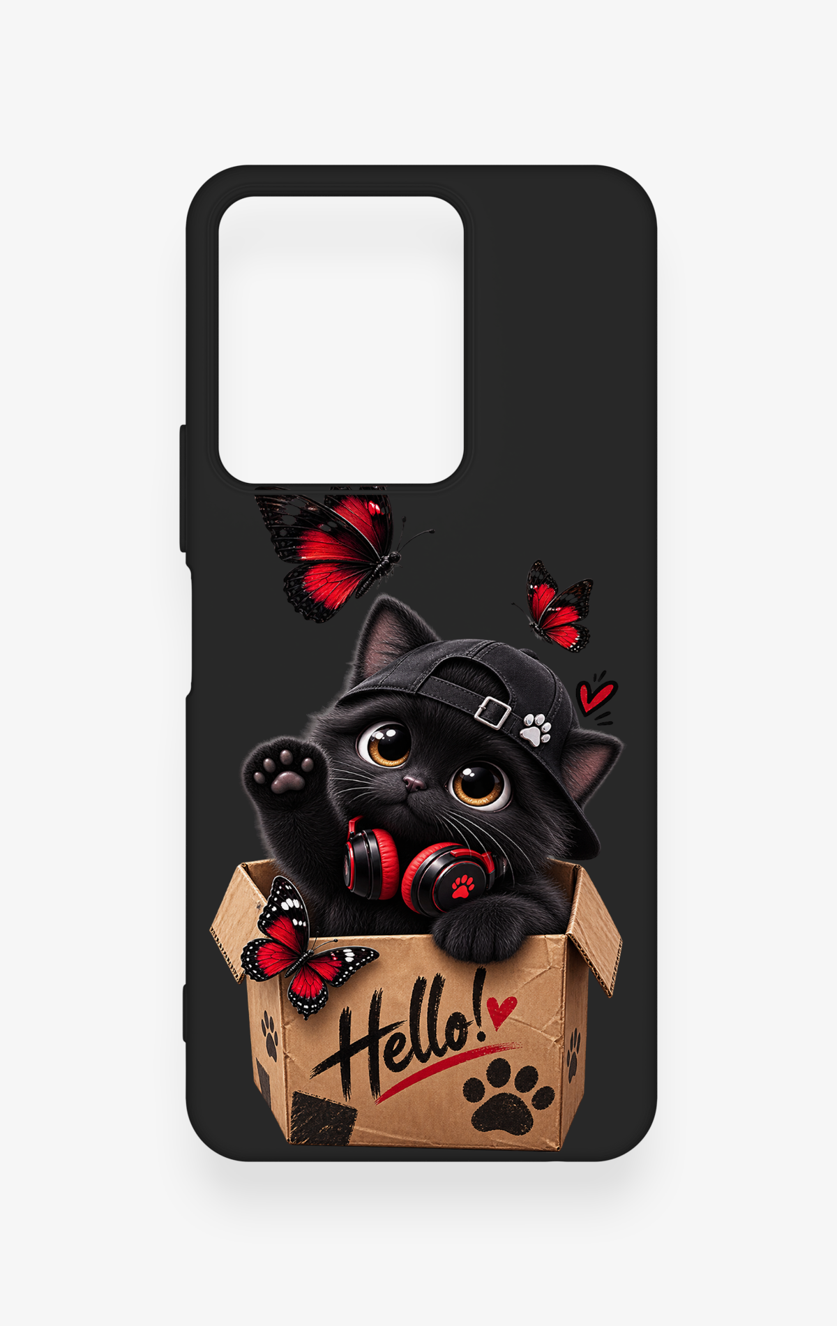 Vivo Y35 Uyumlu Hello Cat Desenli Silikon Kılıf