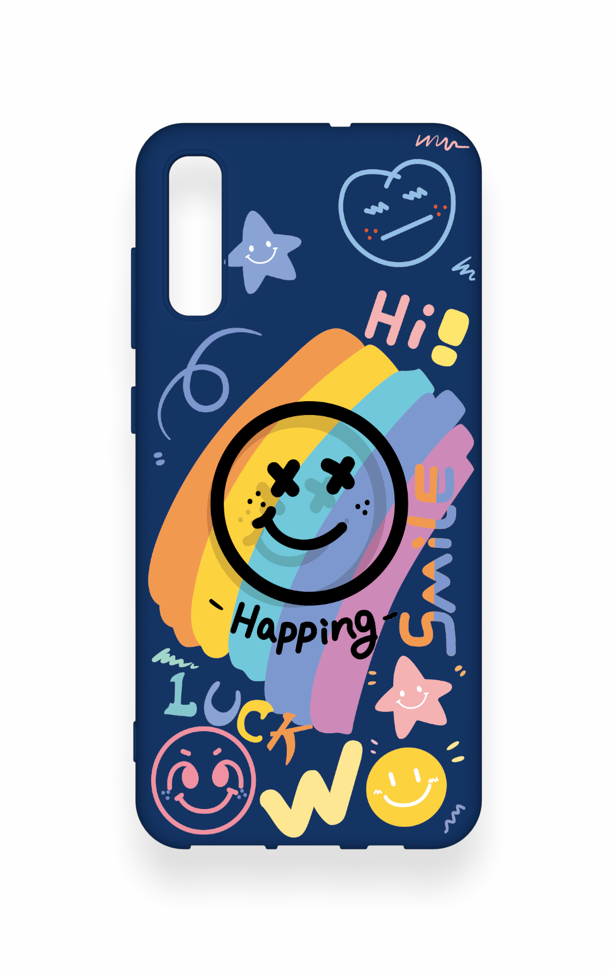 Samsung A70 Uyumlu Happing Smile Desenli Silikon Kılıf