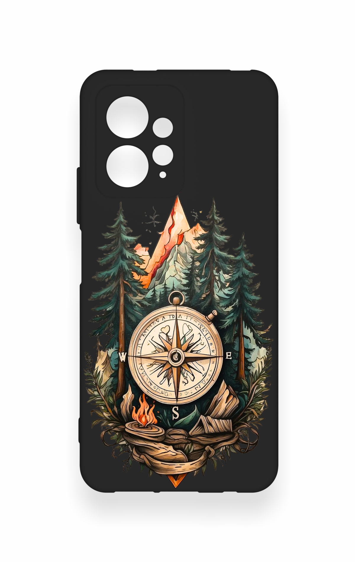 Redmi Note 12 4G Uyumlu Pusula Orman Desenli Silikon Kılıf
