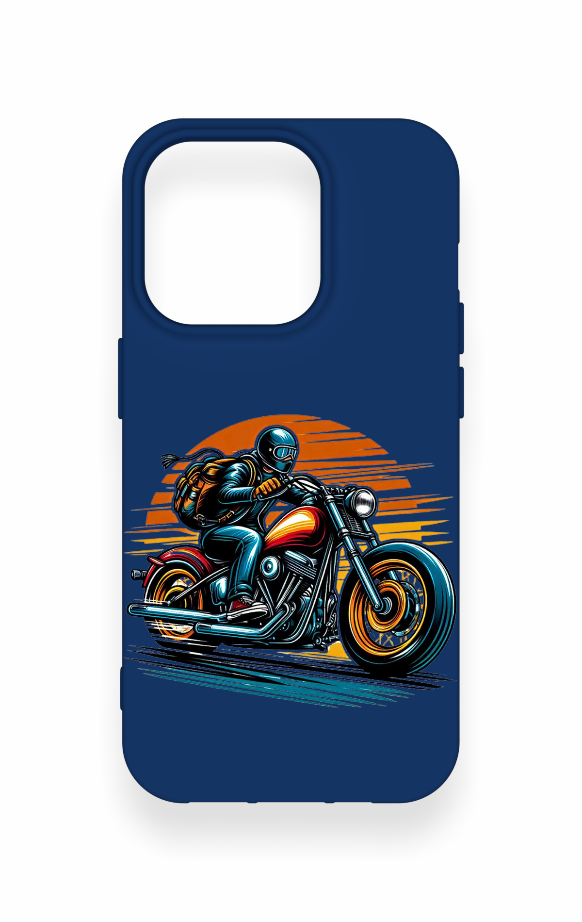 iPhone 14 Pro Uyumlu Moto Rider Desenli Silikon Kılıf