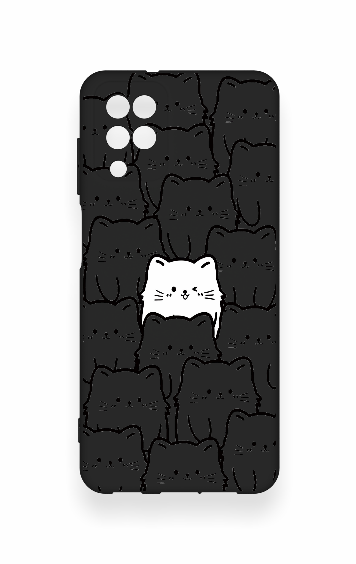 Samsung A12 Uyumlu Many Cats Desenli Silikon Kılıf