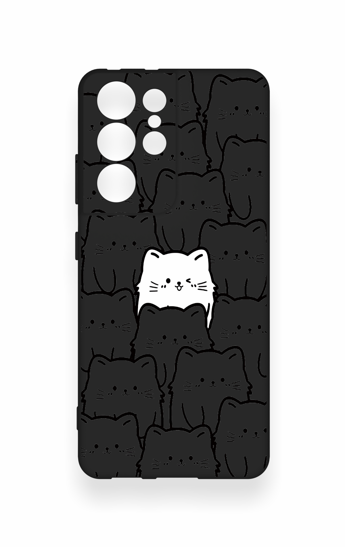 Samsung S21 Ultra Uyumlu Many Cats Desenli Silikon Kılıf