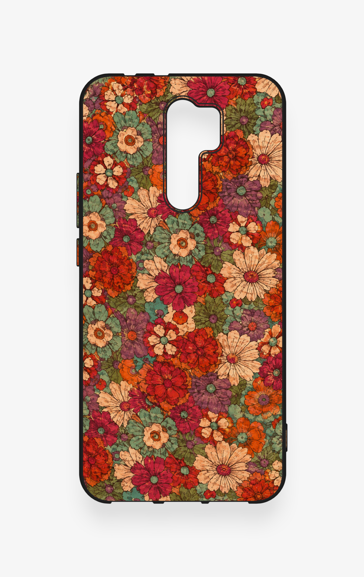 Redmi 9 Uyumlu Pastel Çiçek Bahçesi Desenli Silikon Kılıf