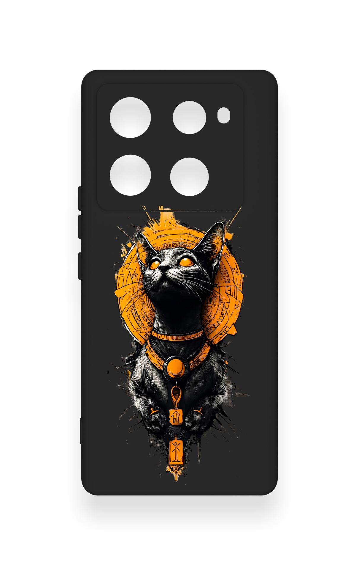 İnfinix Note 40 Pro Uyumlu Mısırlı Kedi Tanrısı Desenli Silikon Kılıf