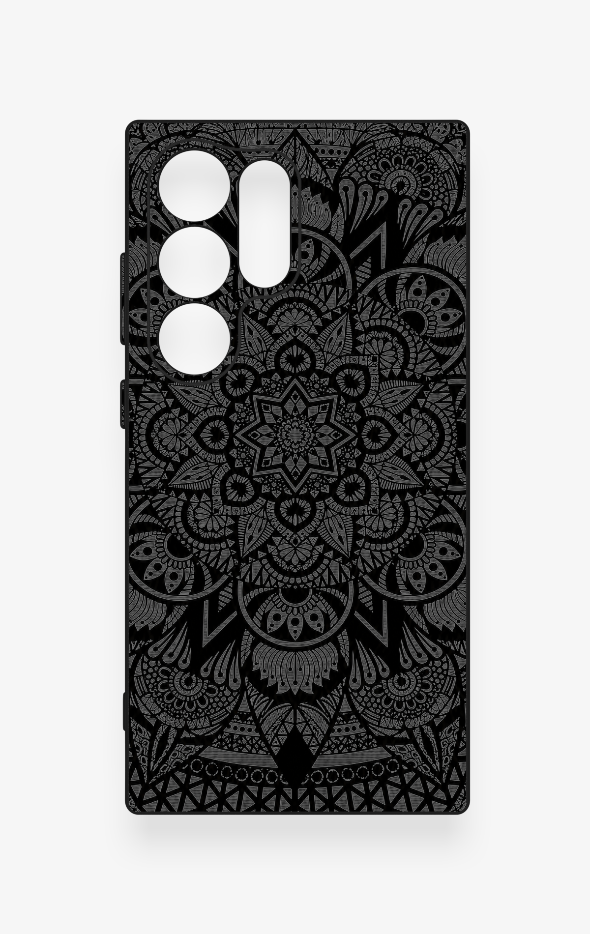 Samsung S24 Ultra Uyumlu Siyah Beyaz Mandala Desenli Silikon Kılıf
